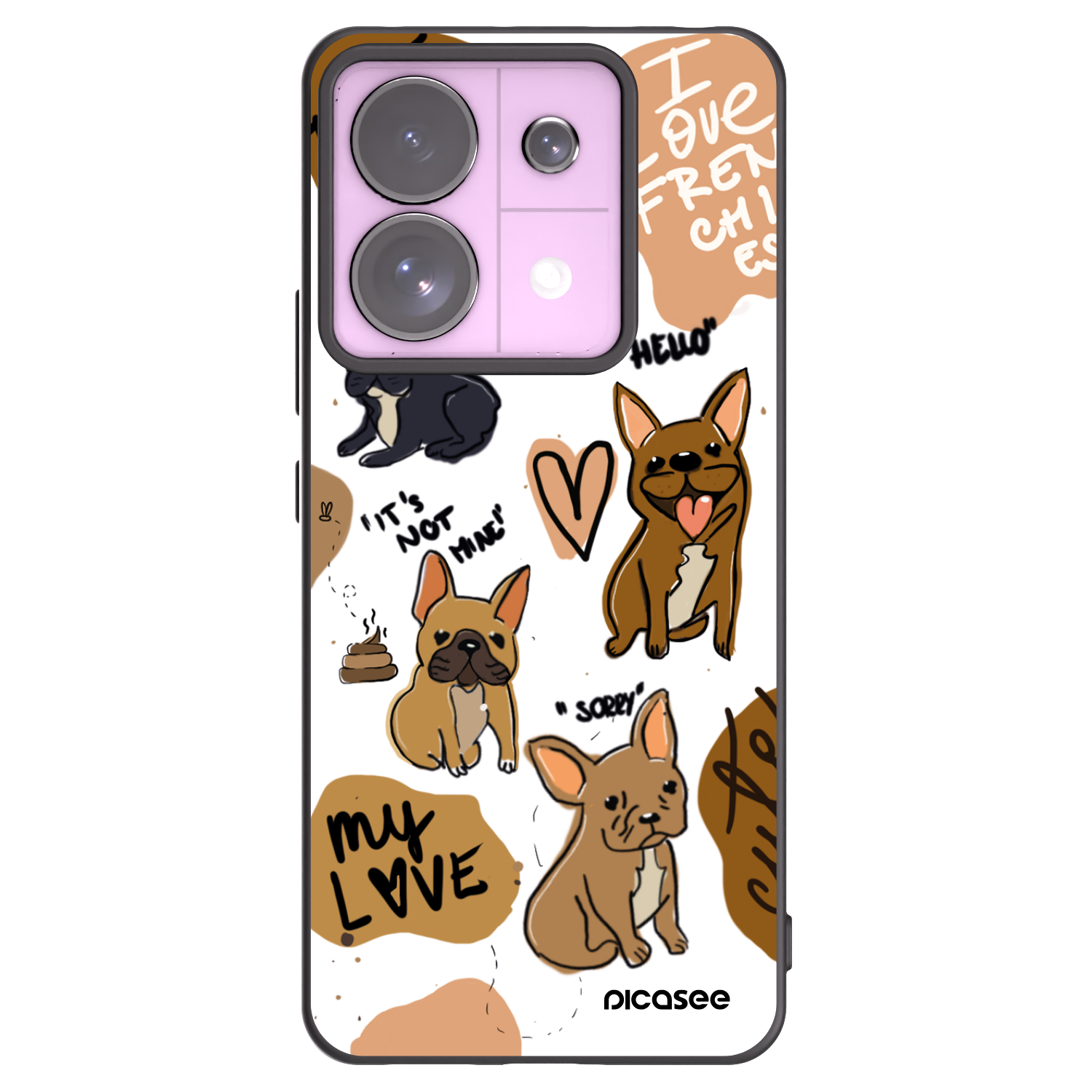 Picasee silikonowe czarne etui na Xiaomi Redmi Note 13 Pro 5G - Frenchies