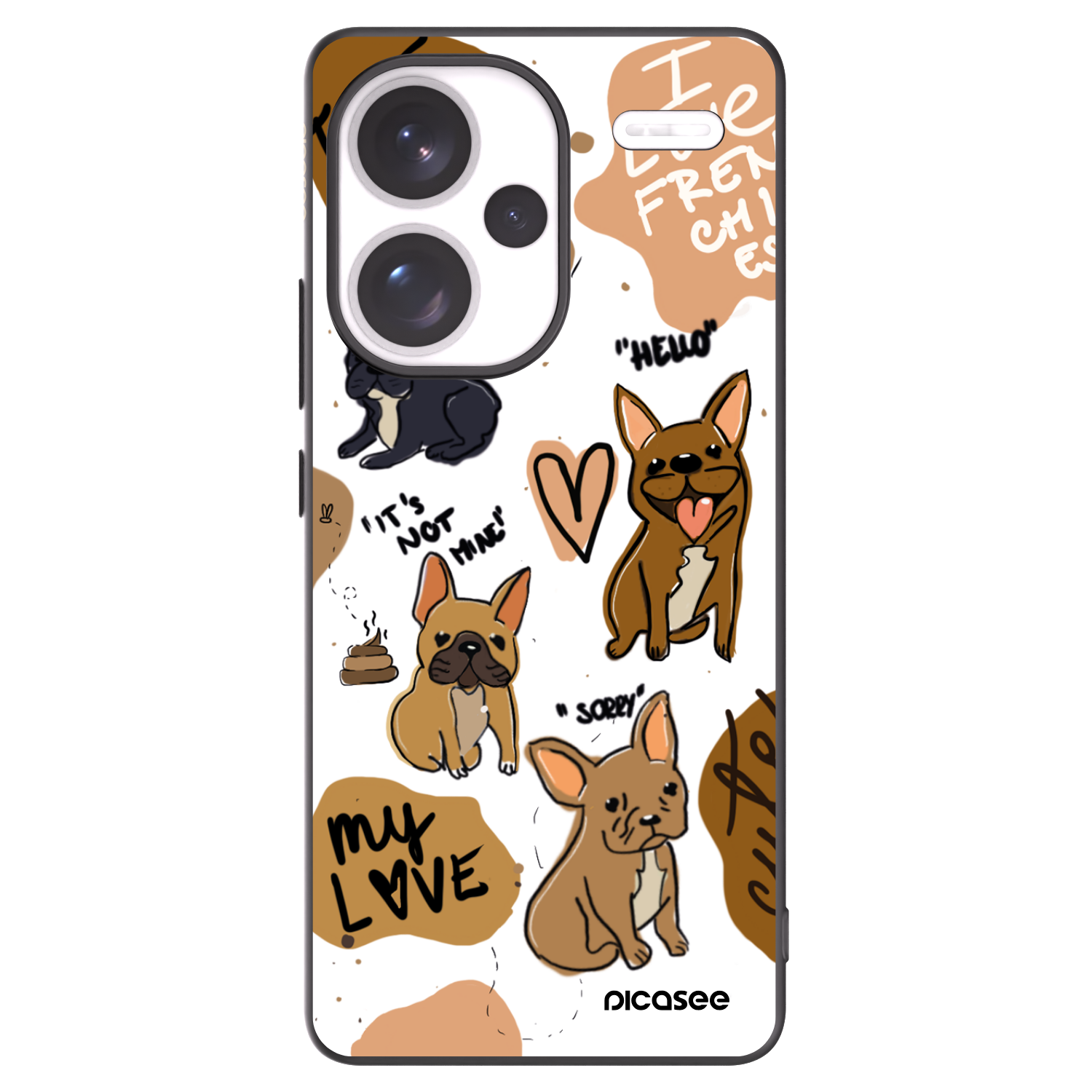 Picasee silikonowe czarne etui na Xiaomi Redmi Note 13 Pro+ 5G - Frenchies