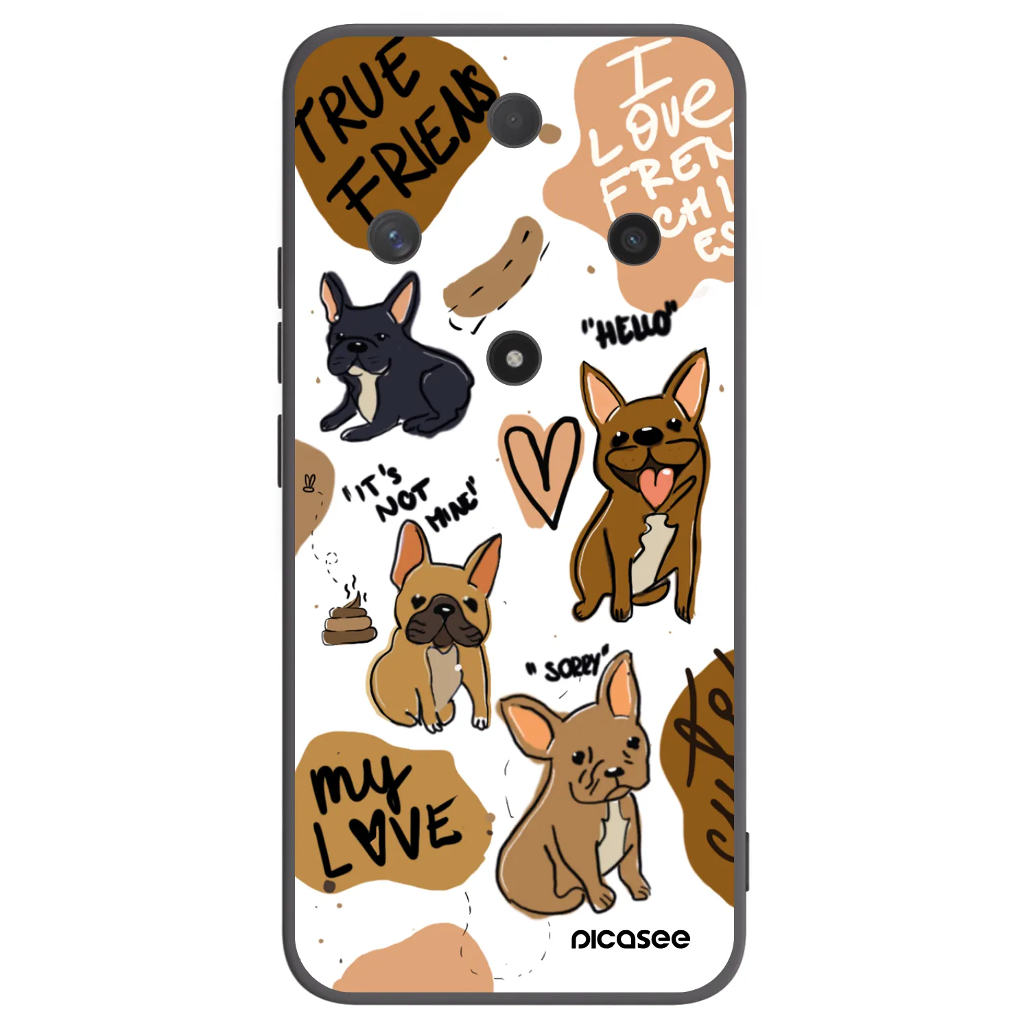 Picasee silikonowe czarne etui na Honor Magic6 Lite 5G - Frenchies