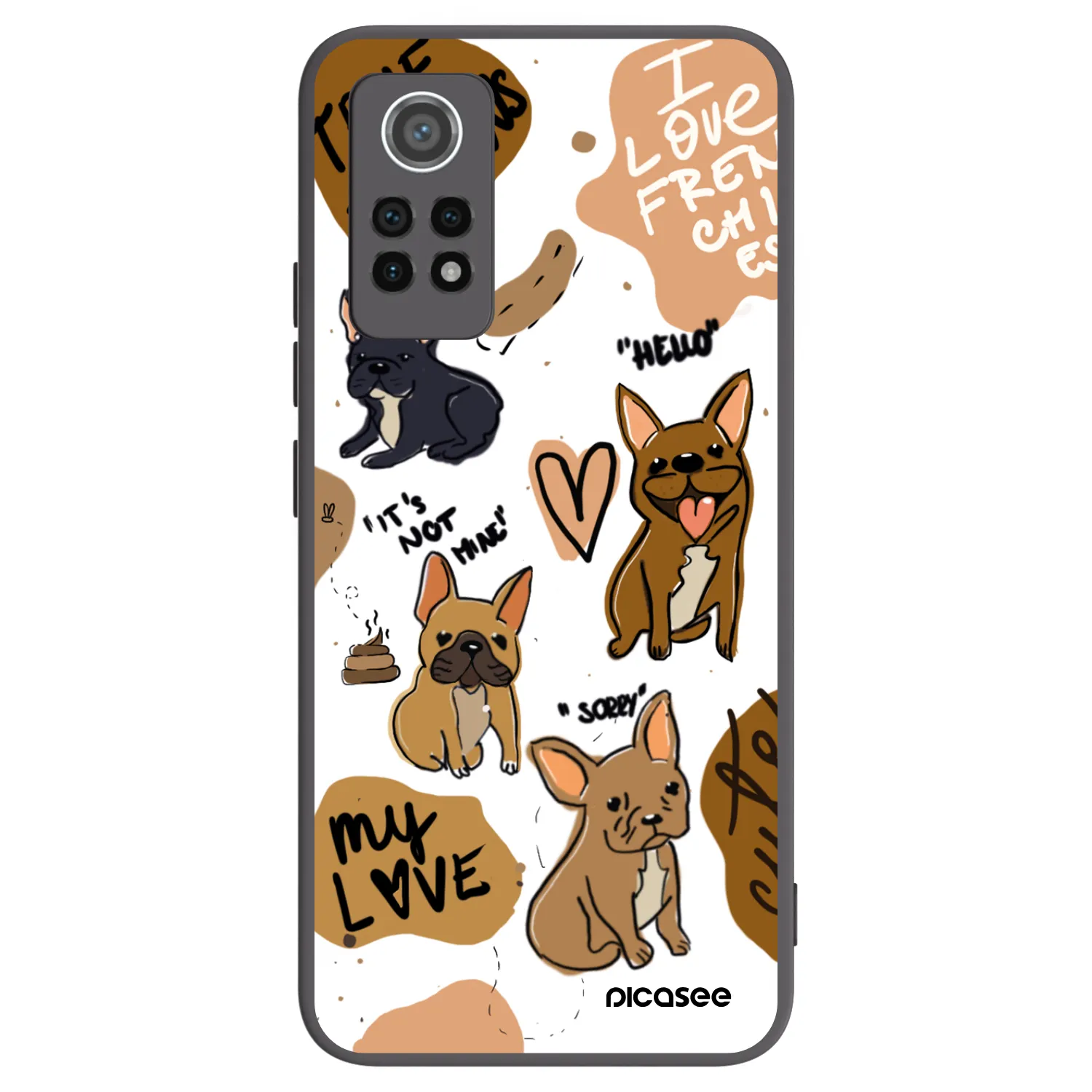Picasee silikonowe czarne etui na Xiaomi Redmi Note 12 Pro 4G - Frenchies