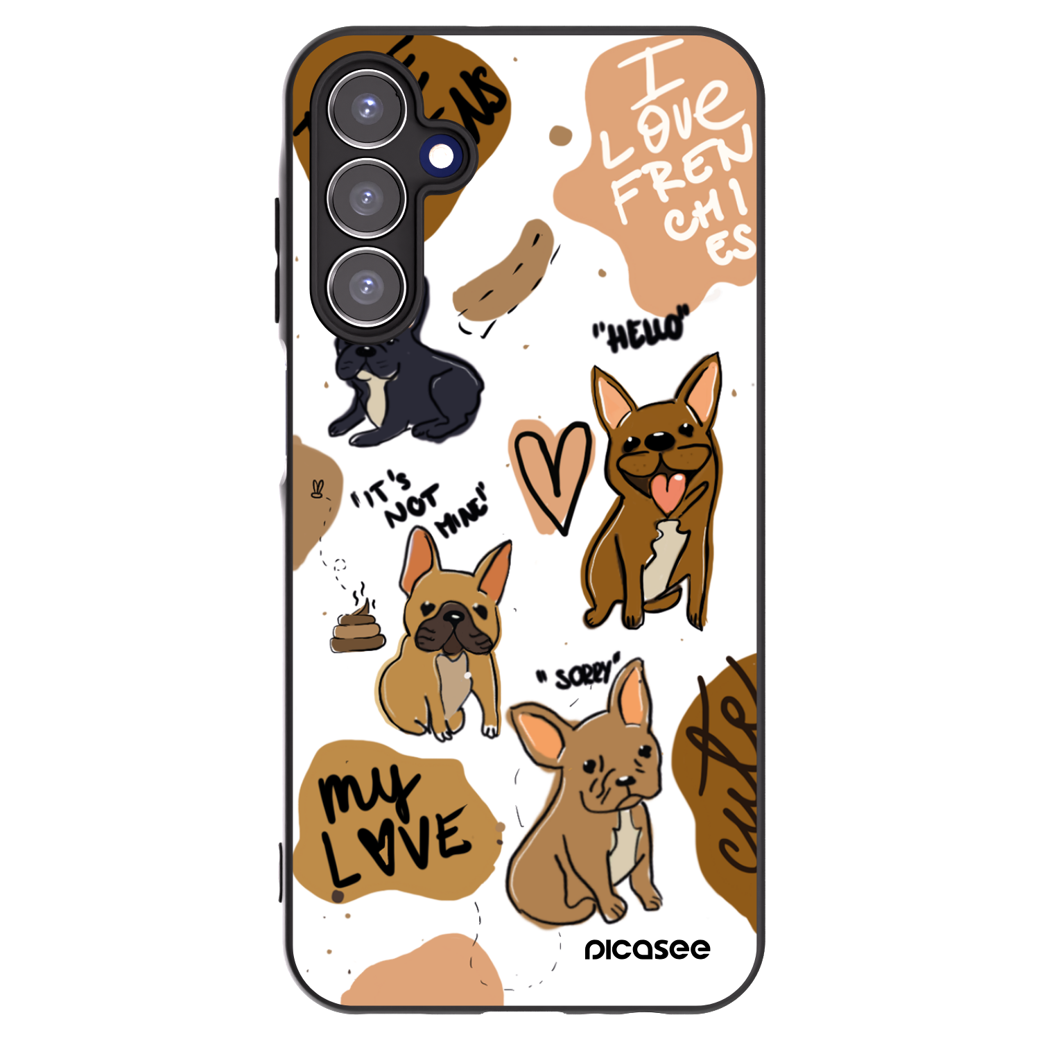 Picasee silikonowe czarne etui na Samsung Galaxy A15 A155F 4G - Frenchies