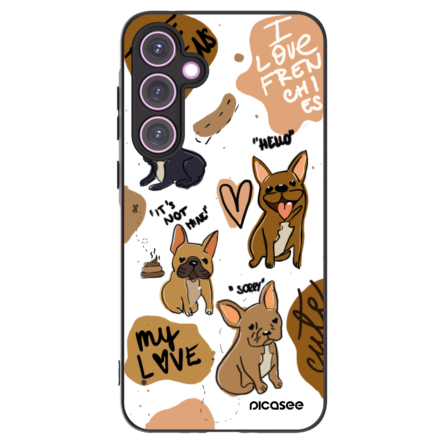 Picasee silikonowe czarne etui na Samsung Galaxy A35 5G A356B - Frenchies