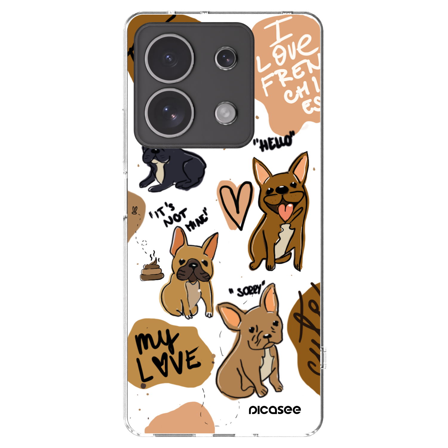 Picasee silikonowe przeźroczyste etui na Xiaomi Redmi Note 13 4G - Frenchies