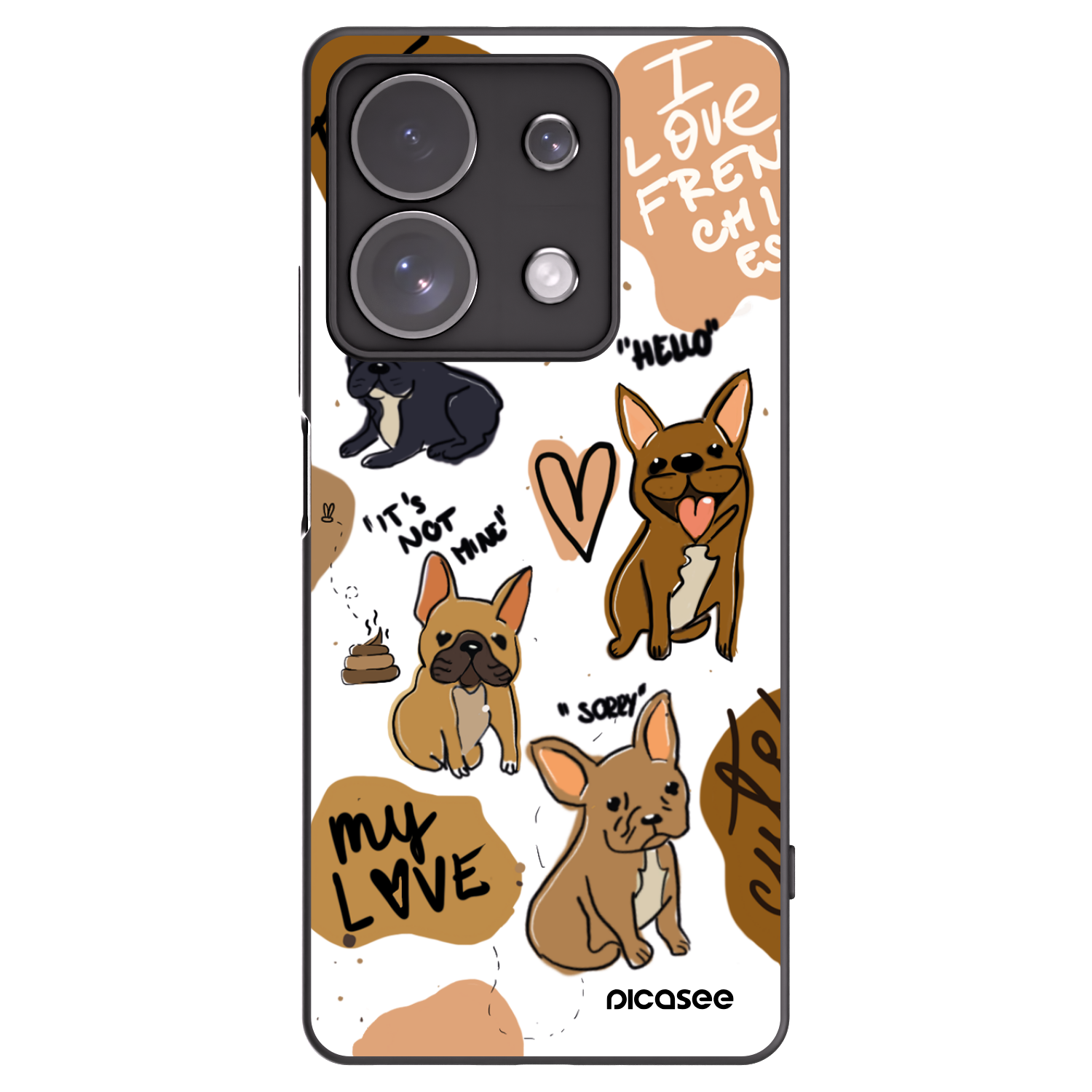 Picasee silikonowe czarne etui na Xiaomi Redmi Note 13 Pro 4G - Frenchies