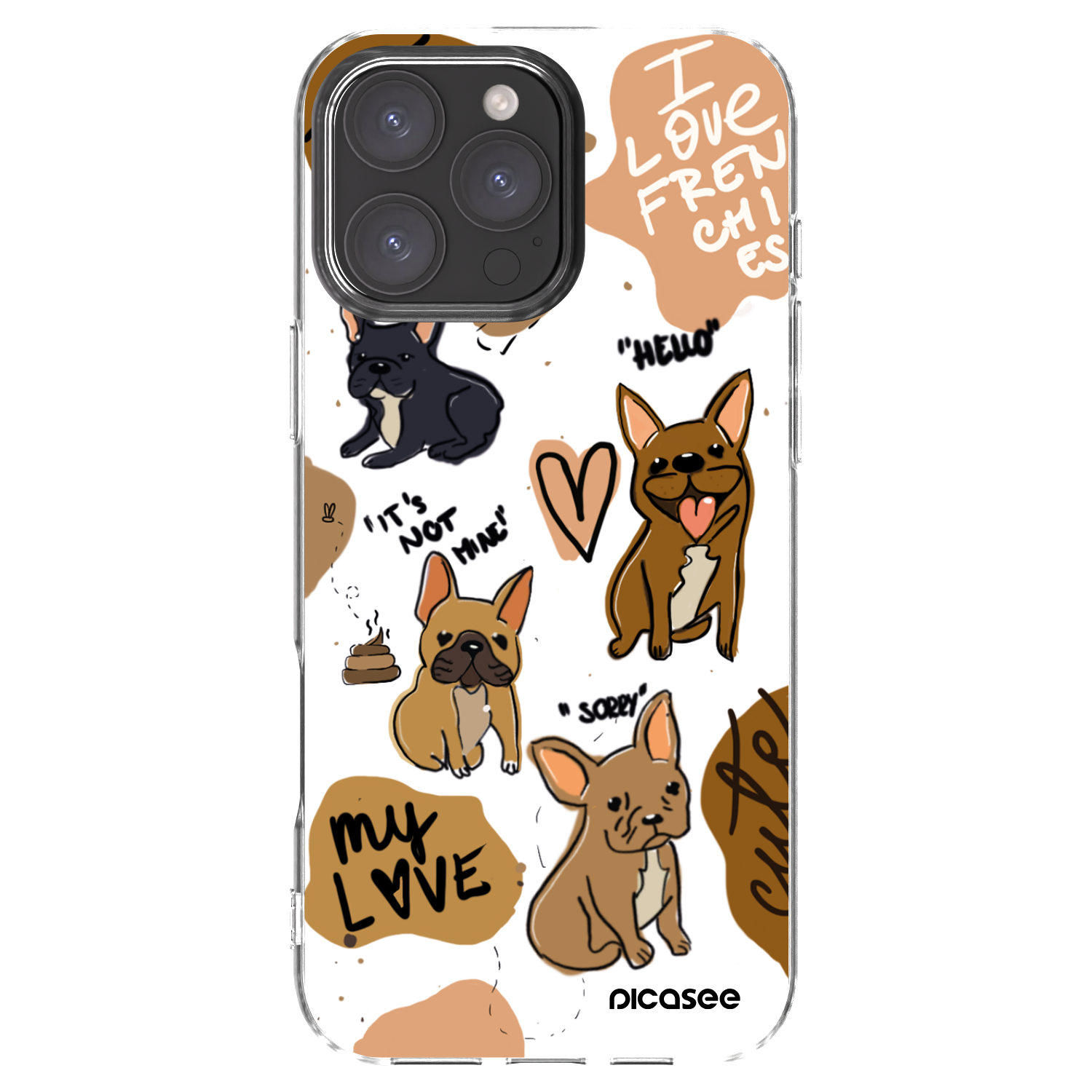 Picasee silikonowe przeźroczyste etui na Apple iPhone 16 Pro Max - Frenchies