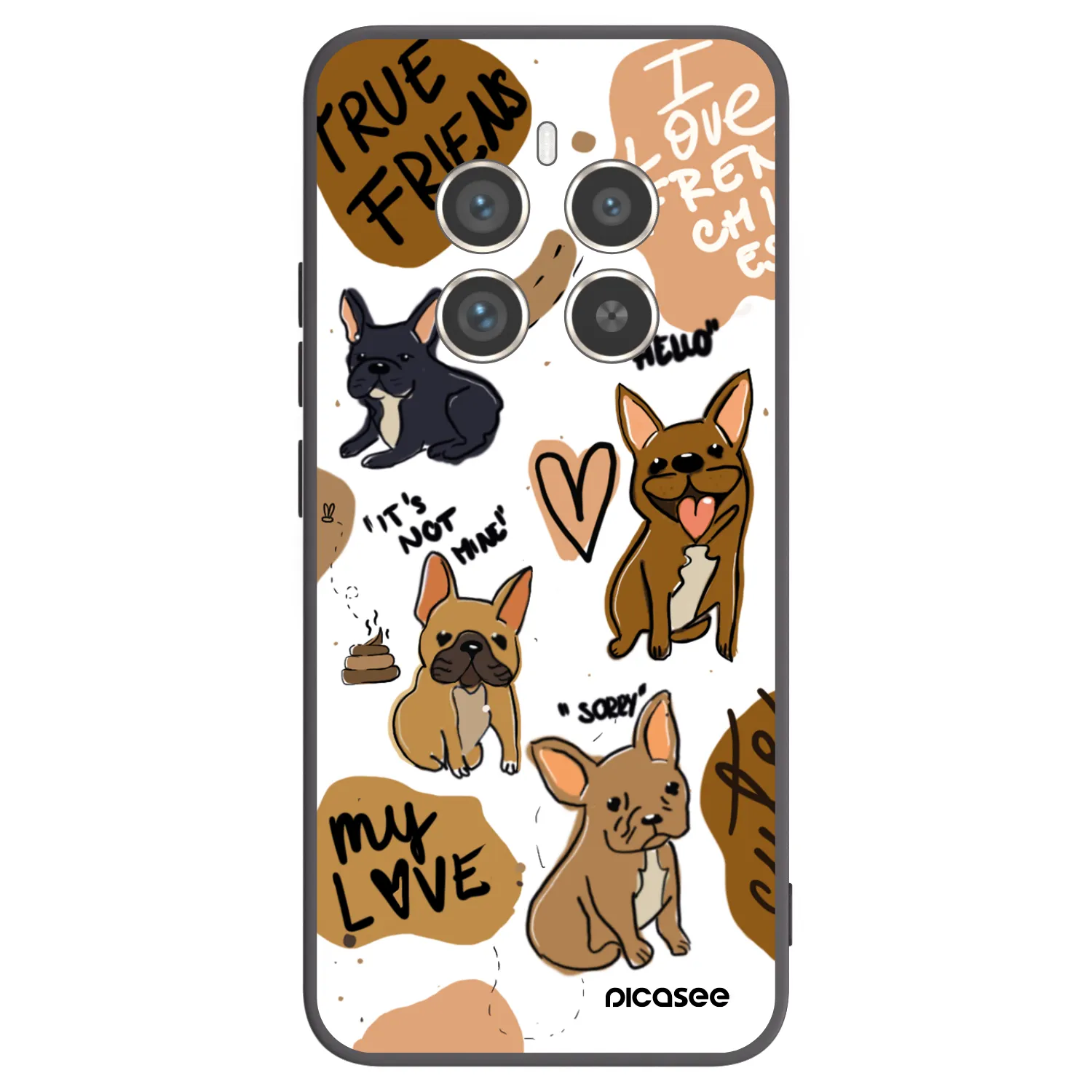 Picasee silikonowe czarne etui na Realme 12 Pro 5G - Frenchies