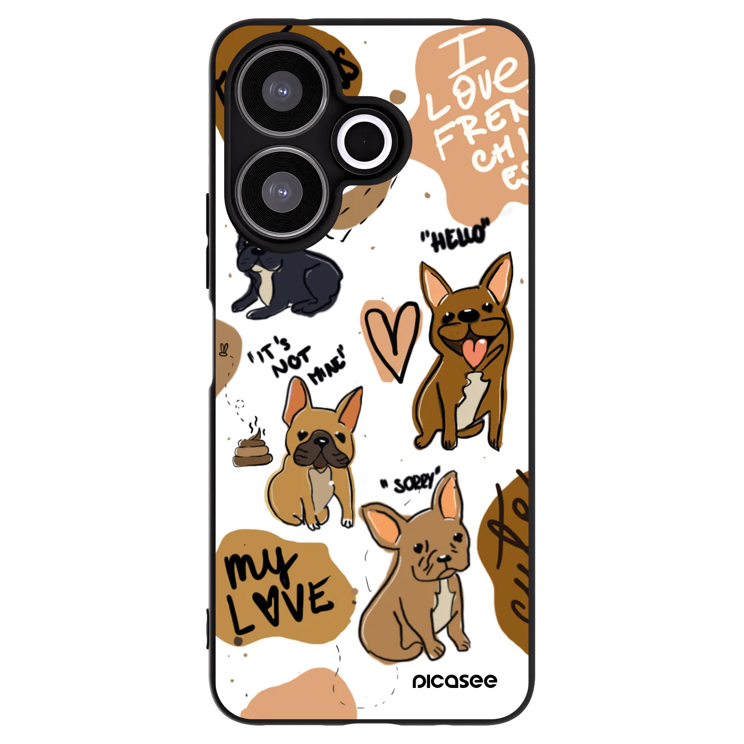 Picasee silikonowe czarne etui na Xiaomi Redmi 13 4G - Frenchies