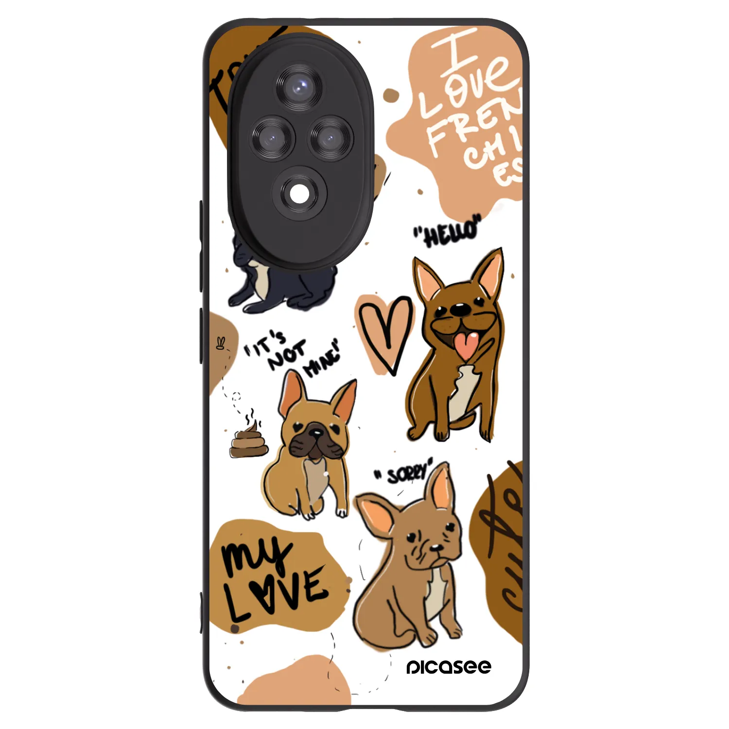 Picasee silikonowe czarne etui na Honor 200 Pro 5G - Frenchies