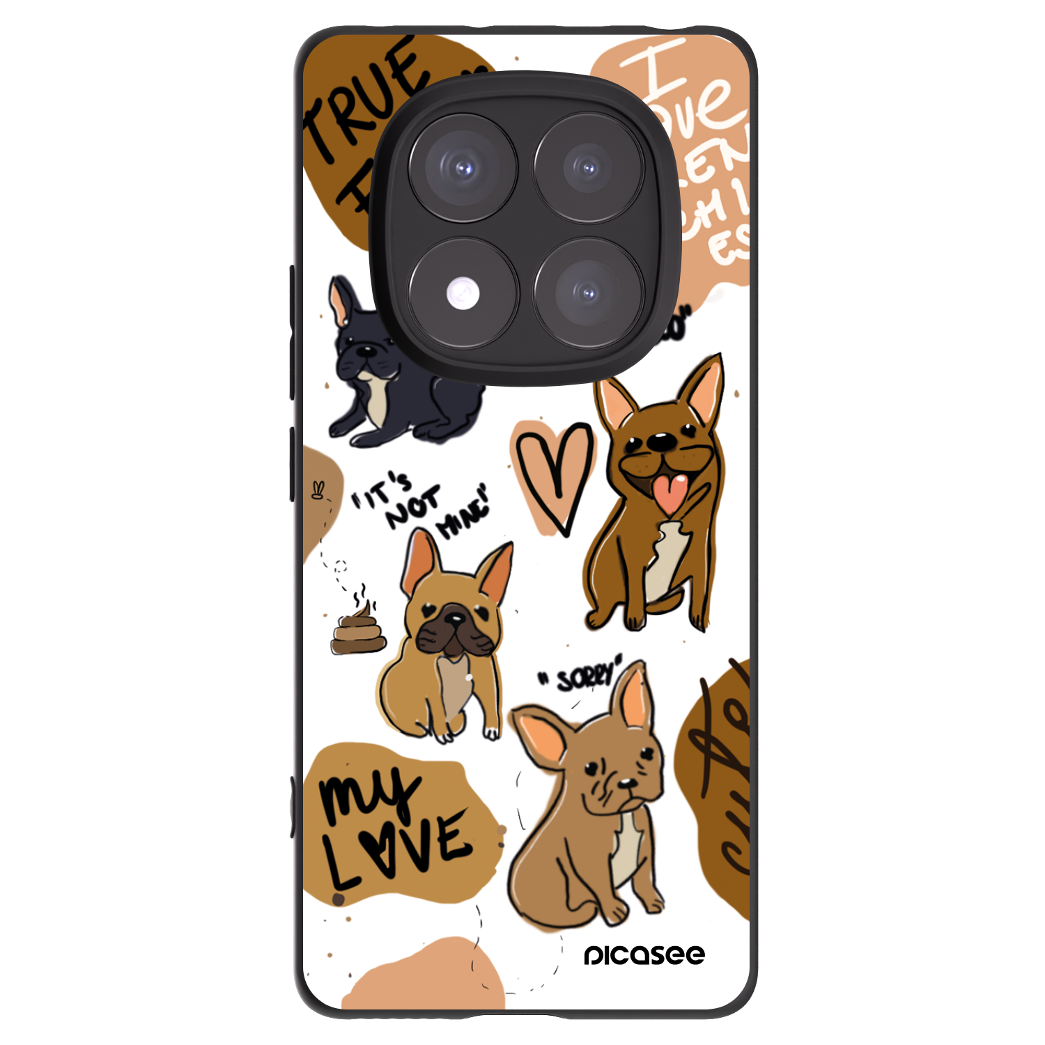 Picasee silikonowe czarne etui na Xiaomi Redmi Note 14 Pro+ 5G - Frenchies