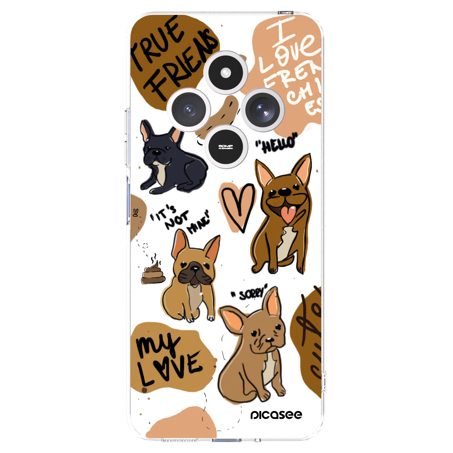 Picasee silikonowe przeźroczyste etui na Xiaomi Redmi 14C - Frenchies