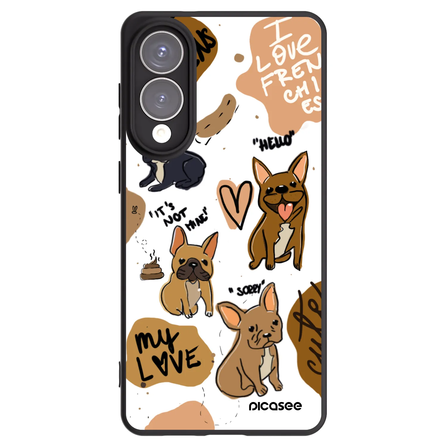 Picasee silikonowe czarne etui na Samsung Galaxy S25 Edge 5G - Frenchies