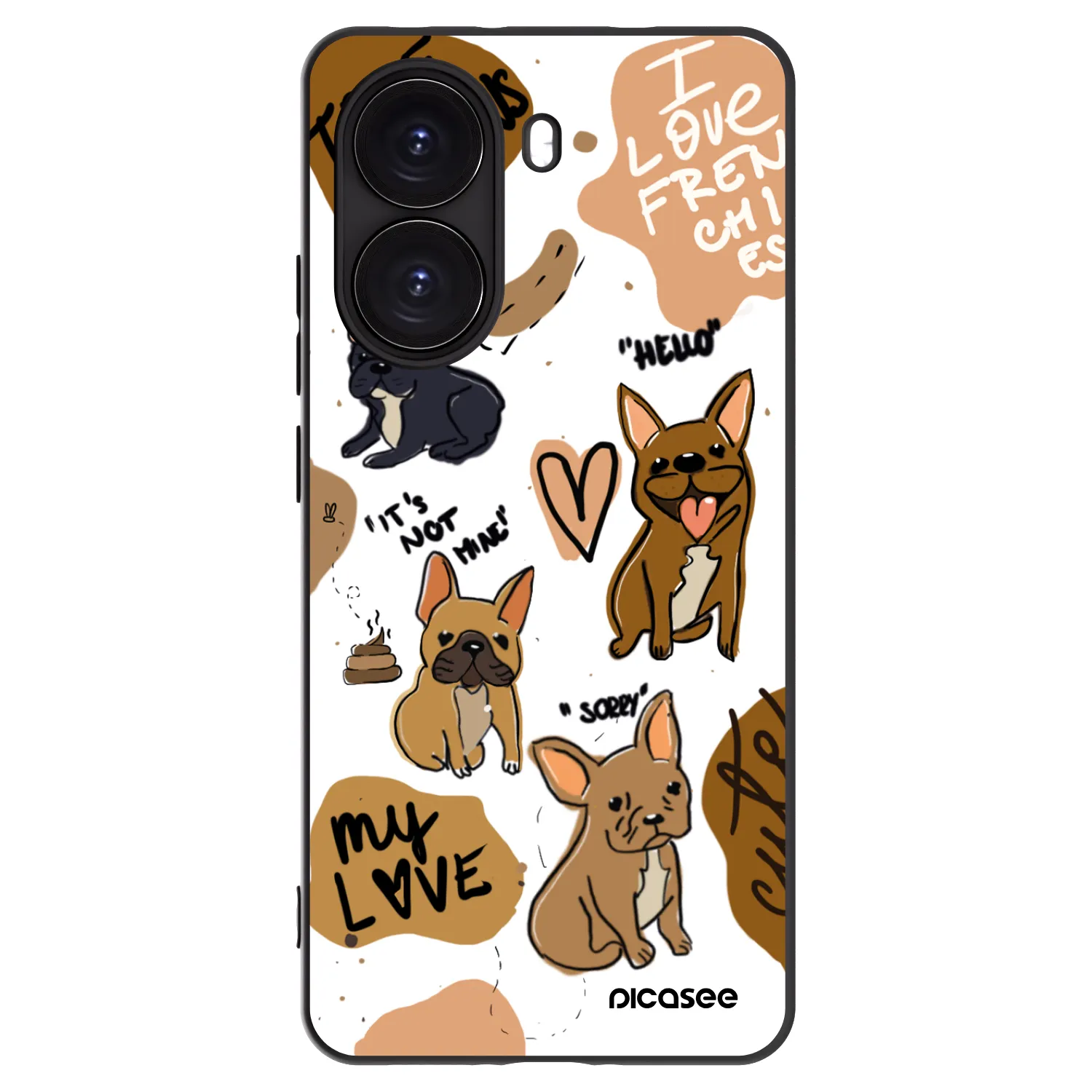 Picasee silikonowe czarne etui na Xiaomi Poco X7 Pro 5G - Frenchies