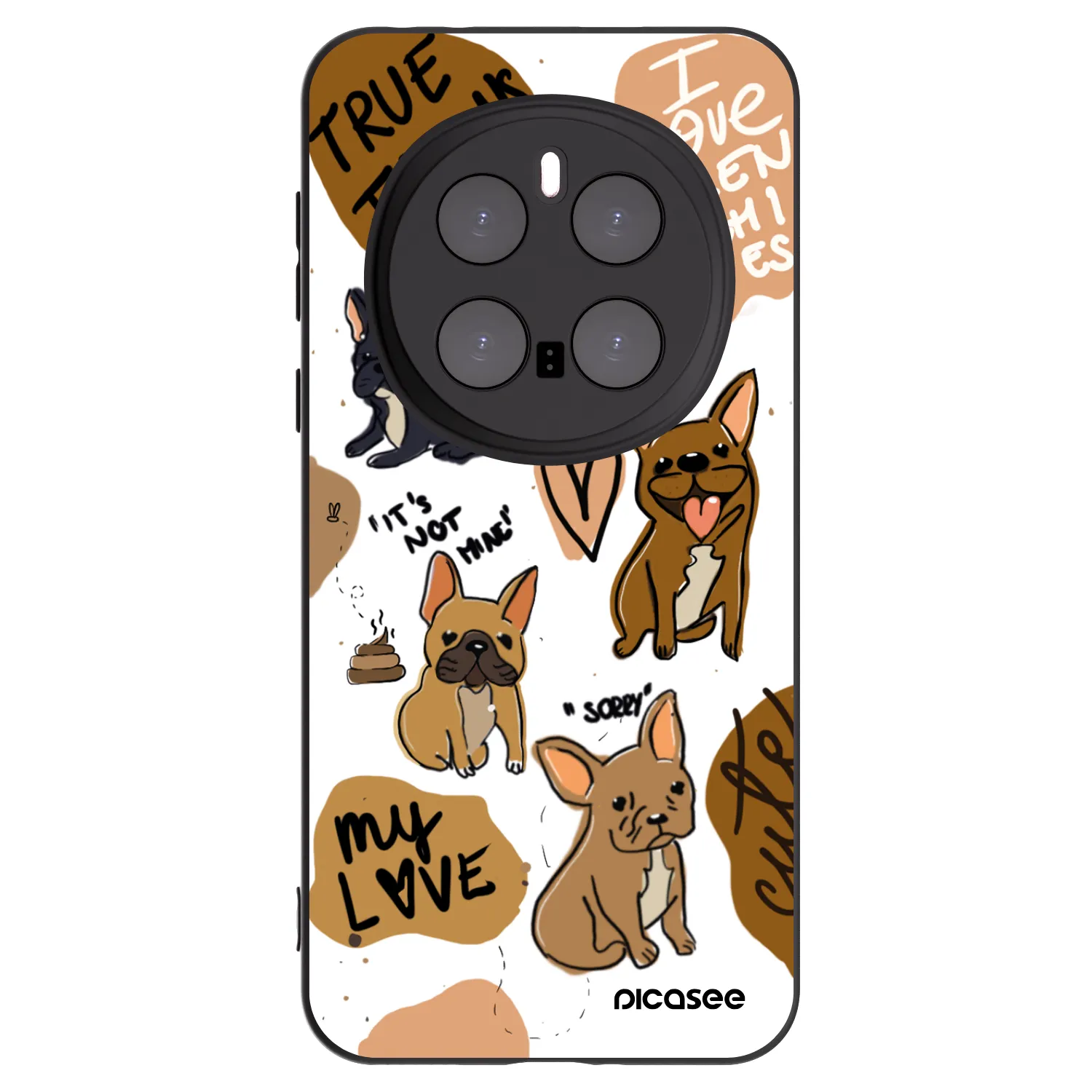 Picasee silikonowe czarne etui na Honor Magic7 Pro 5G - Frenchies