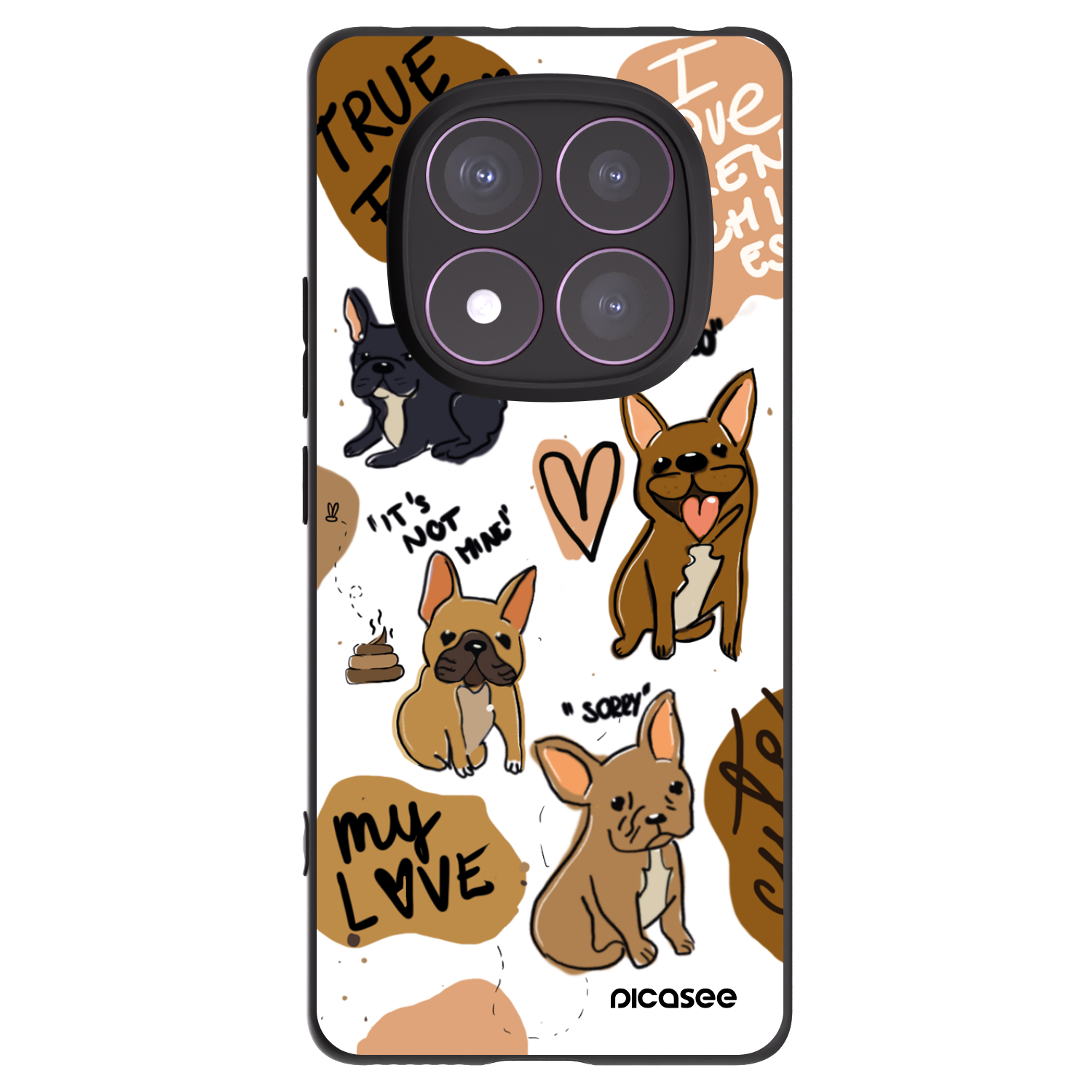 Picasee silikonowe czarne etui na Xiaomi Redmi Note 14 Pro 4G - Frenchies