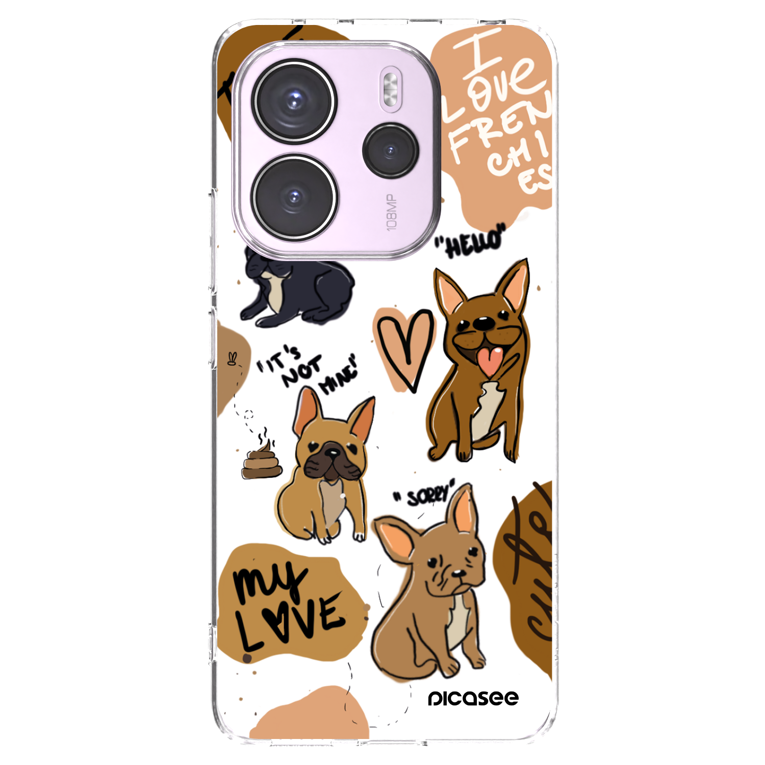 Picasee silikonowe przeźroczyste etui na Xiaomi Redmi Note 14 4G - Frenchies