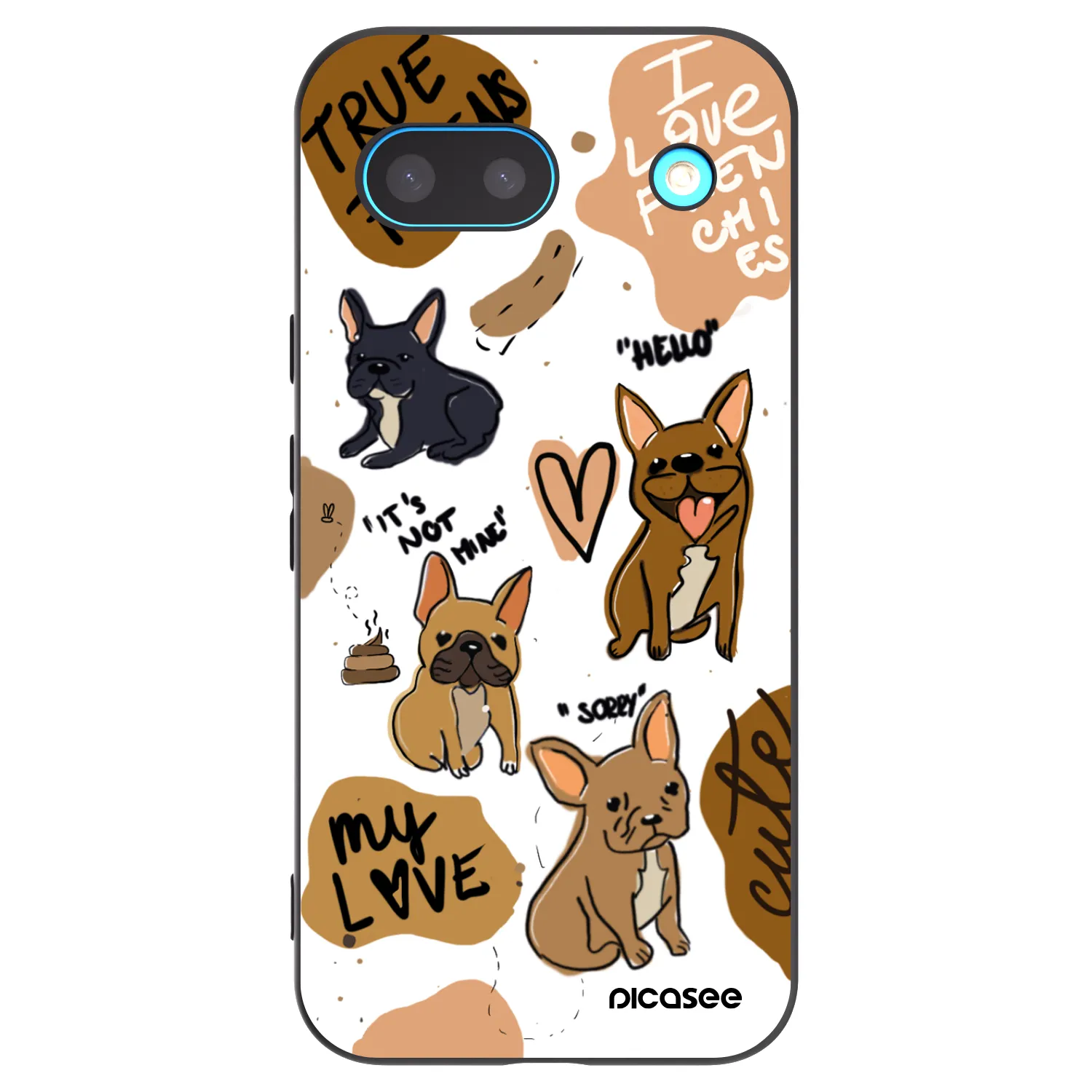 Picasee silikonowe czarne etui na Google Pixel 8a - Frenchies