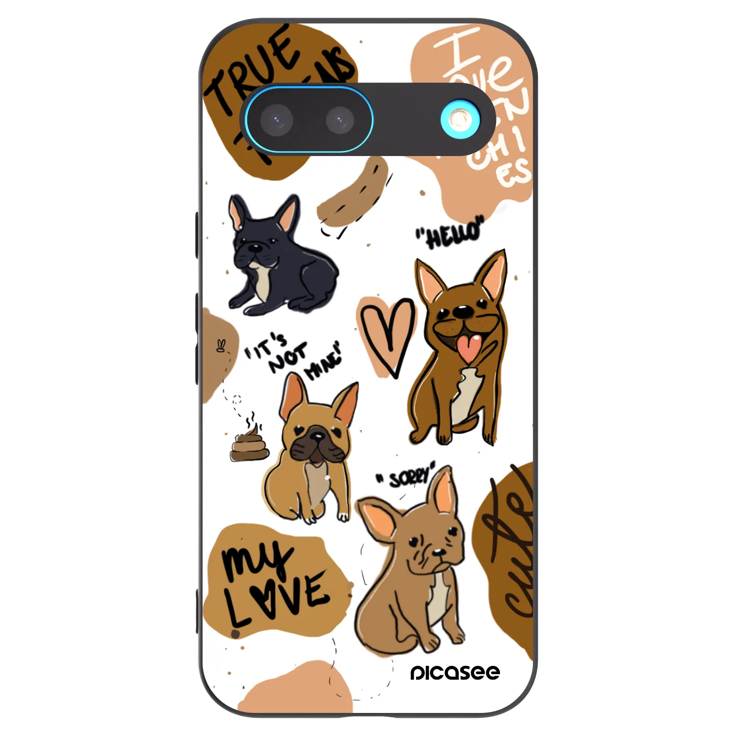 Picasee silikonowe czarne etui na Google Pixel 8 - Frenchies