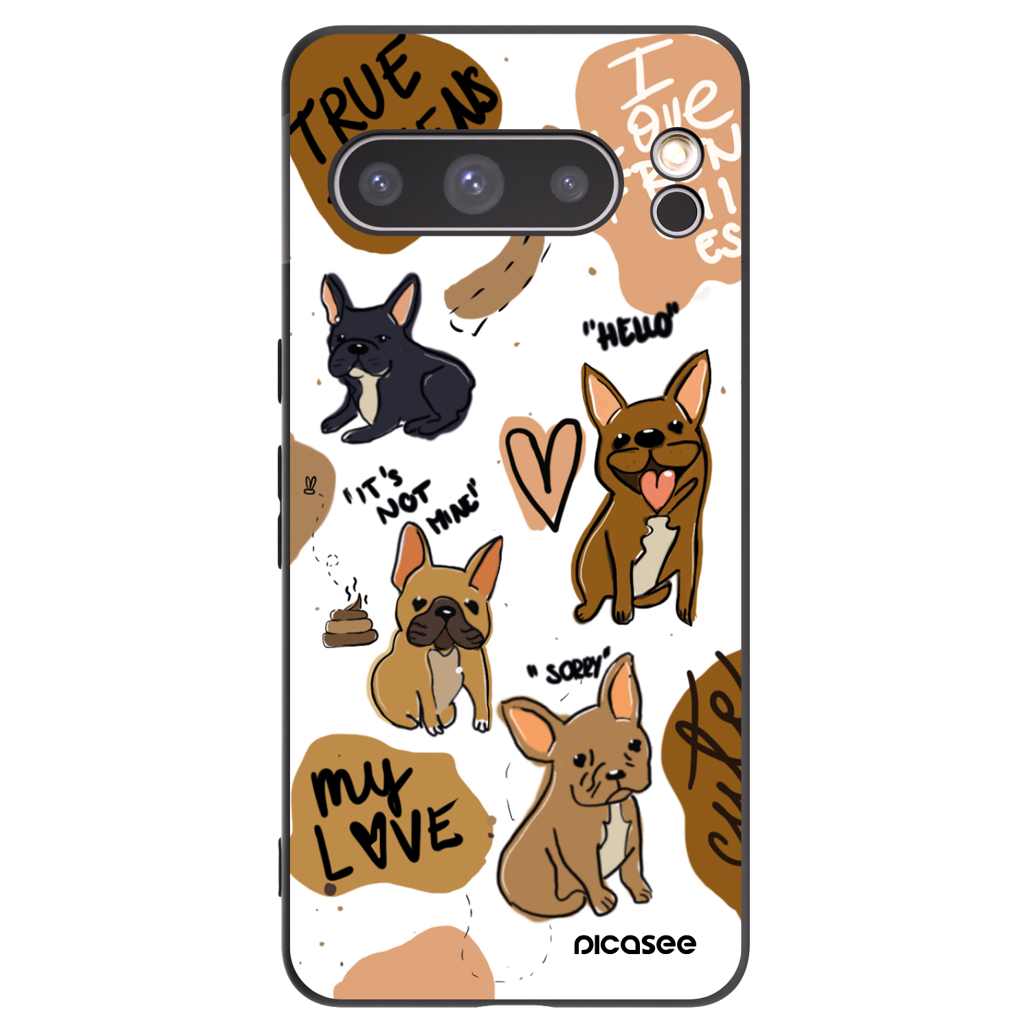 Picasee silikonowe czarne etui na Google Pixel 8 Pro - Frenchies