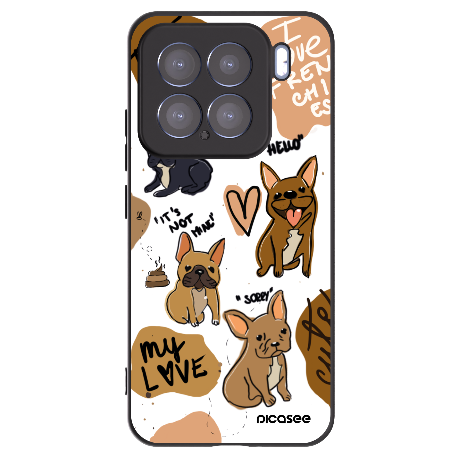 Picasee silikonowe czarne etui na Xiaomi 15 - Frenchies
