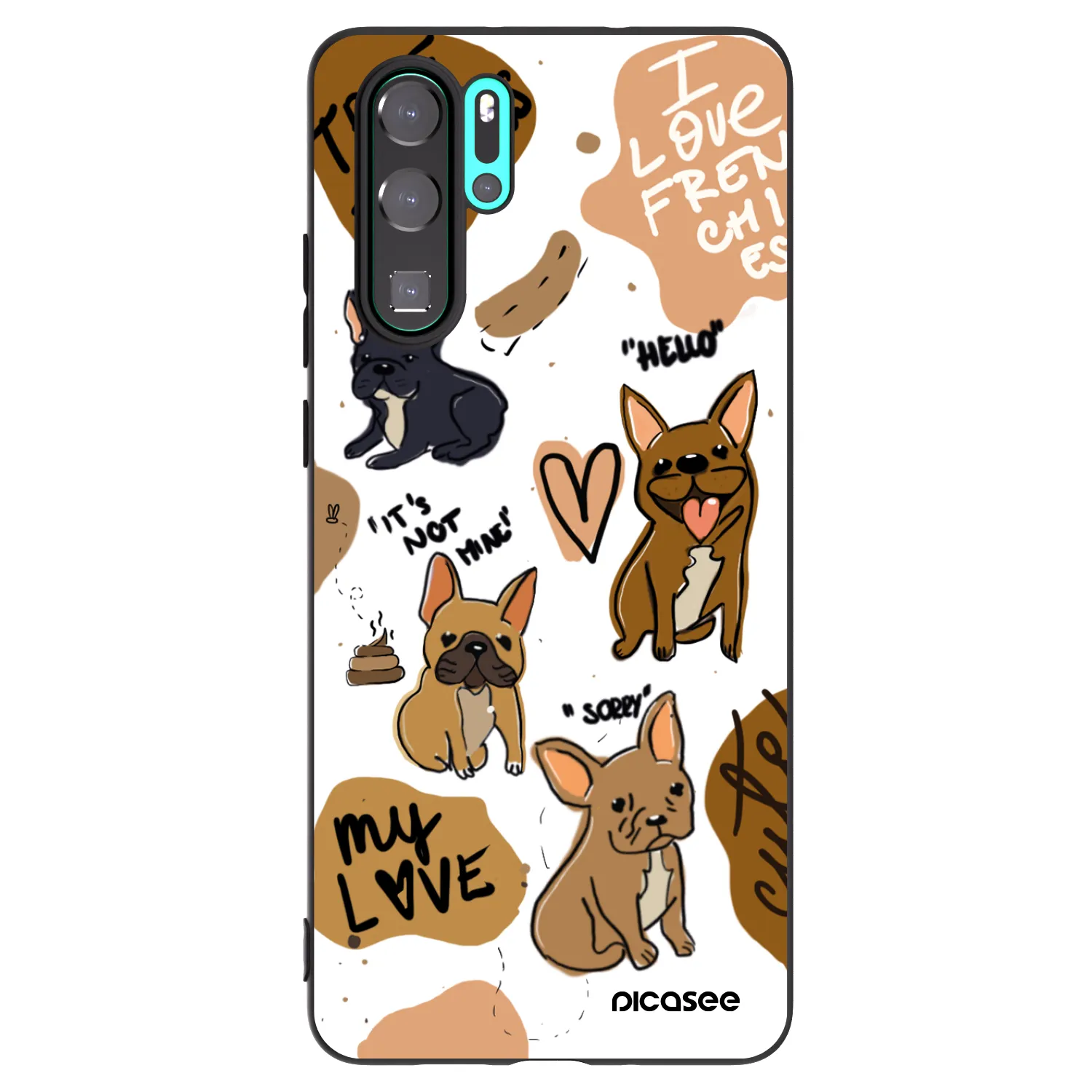 Picasee silikonowe czarne etui na Huawei P30 Pro - Frenchies