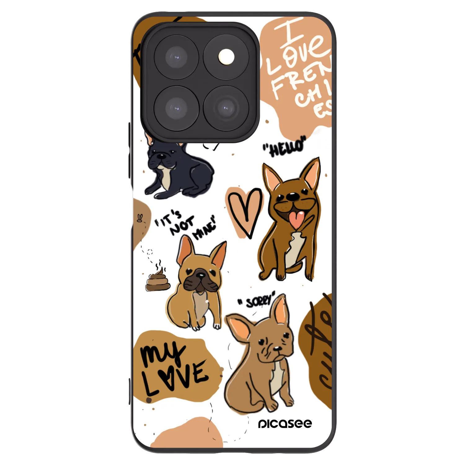 Picasee silikonowe czarne etui na Honor X8c - Frenchies