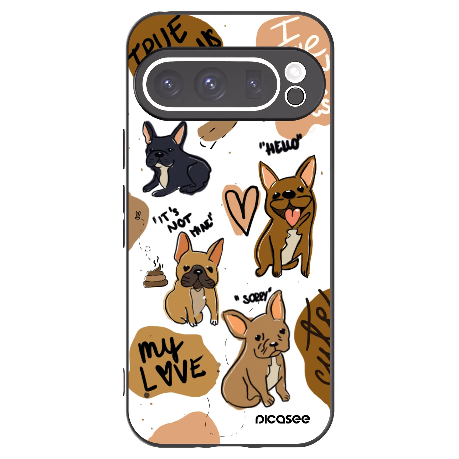 Picasee silikonowe czarne etui na Google Pixel 9 Pro - Frenchies