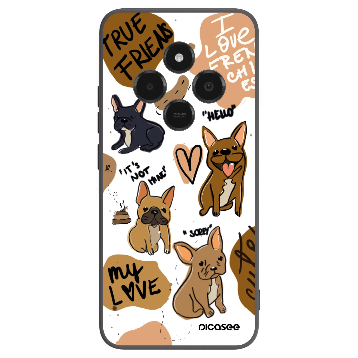 Picasee silikonowe czarne etui na Xiaomi Poco C75 - Frenchies
