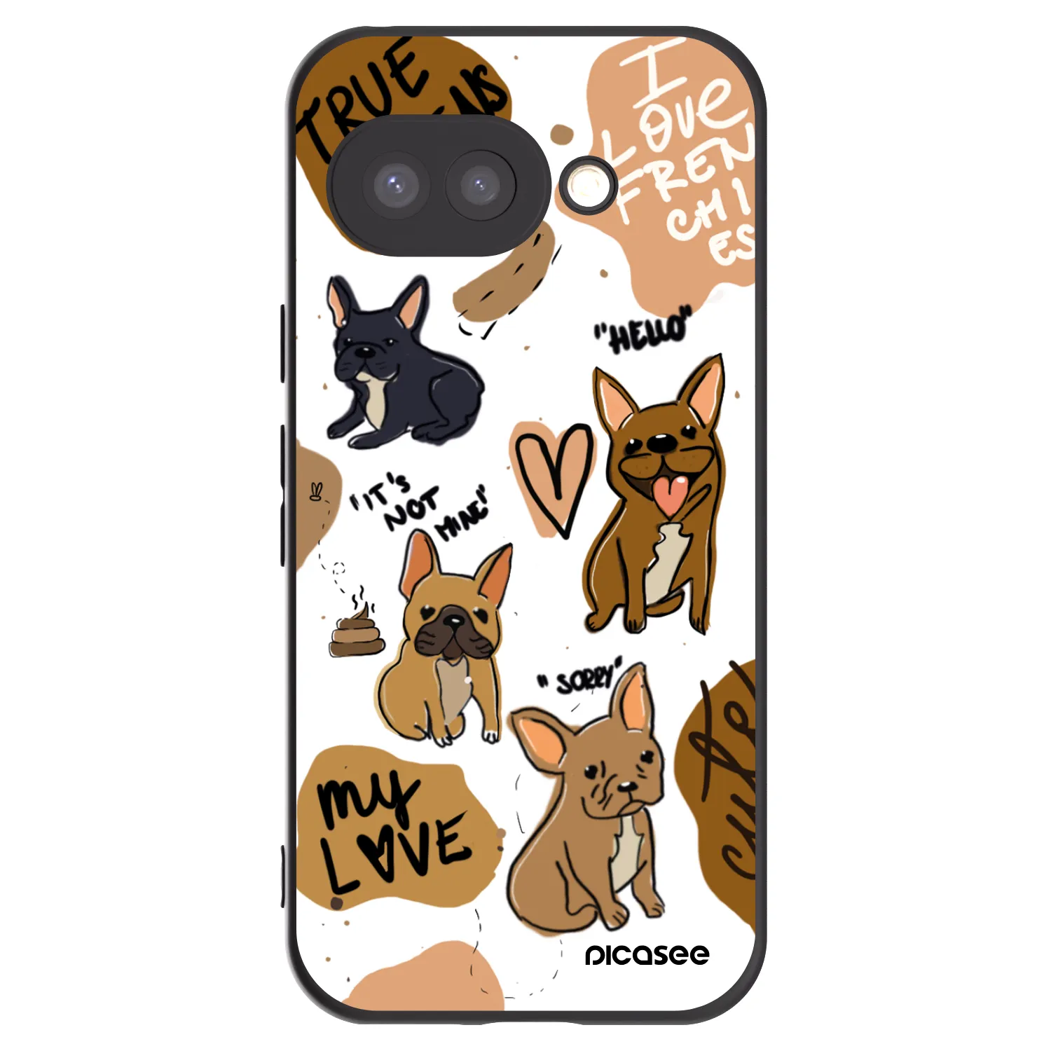 Picasee silikonowe czarne etui na Google Pixel 9a - Frenchies