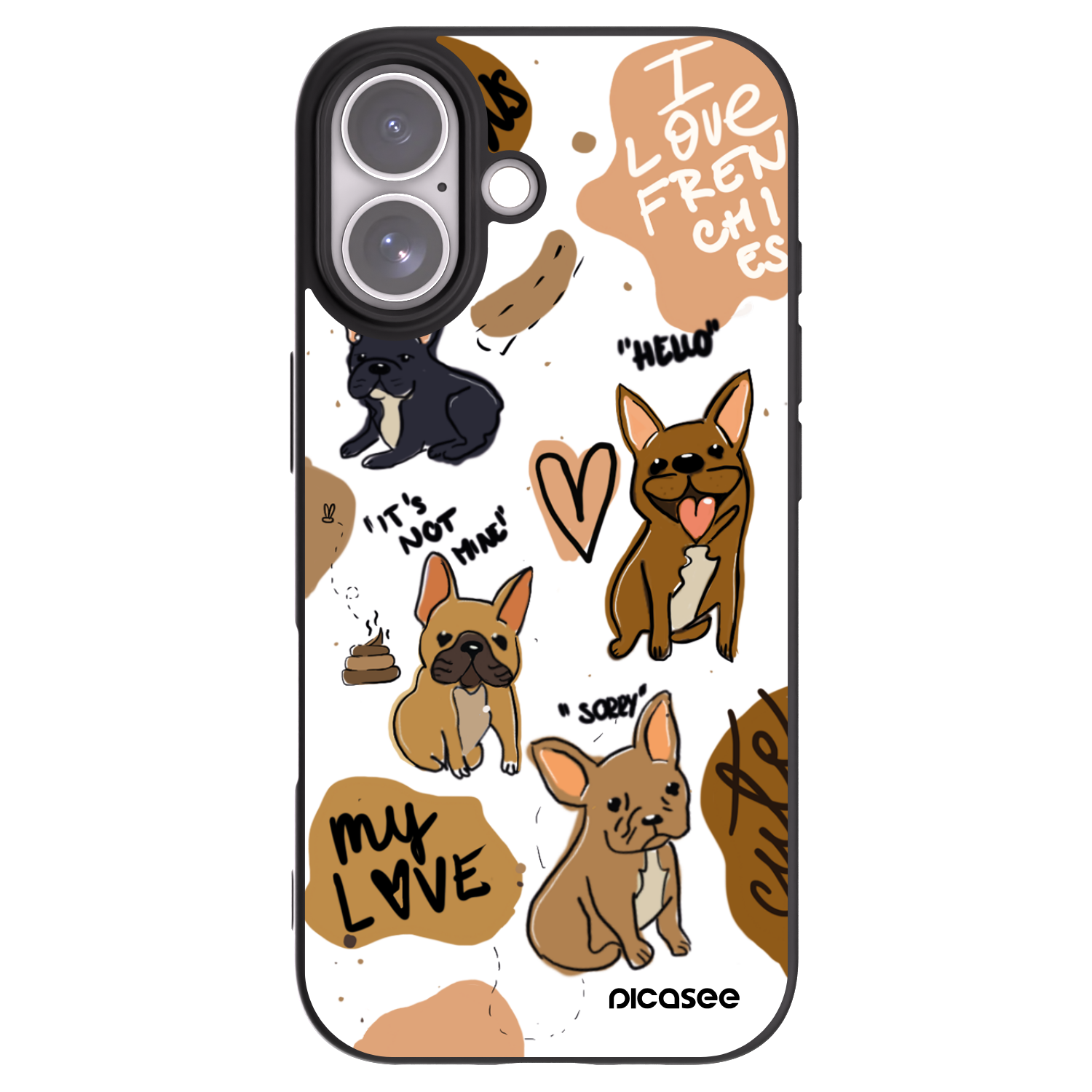 Picasee silikonowe czarne etui na Apple iPhone 17 - Frenchies