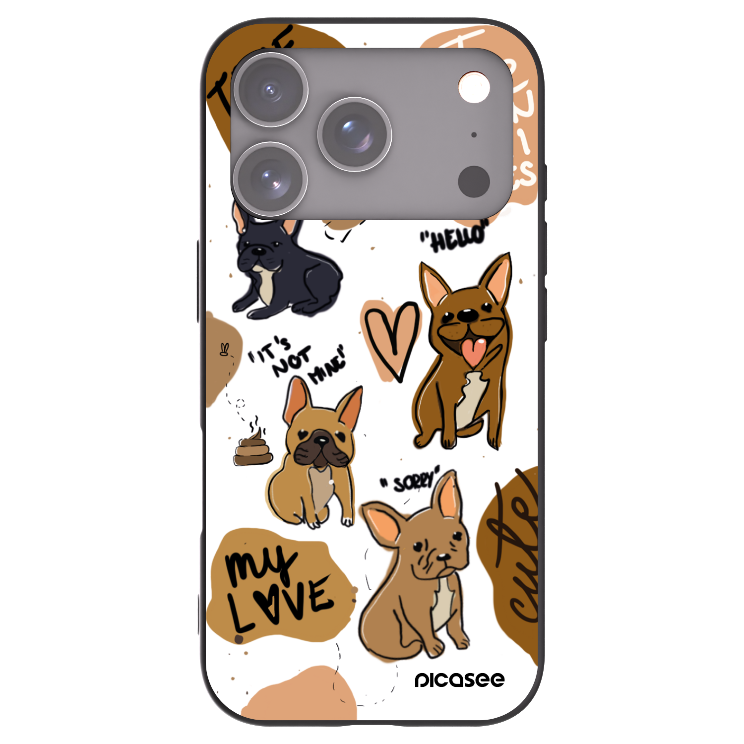 Picasee silikonowe czarne etui na Apple iPhone 17 Pro - Frenchies