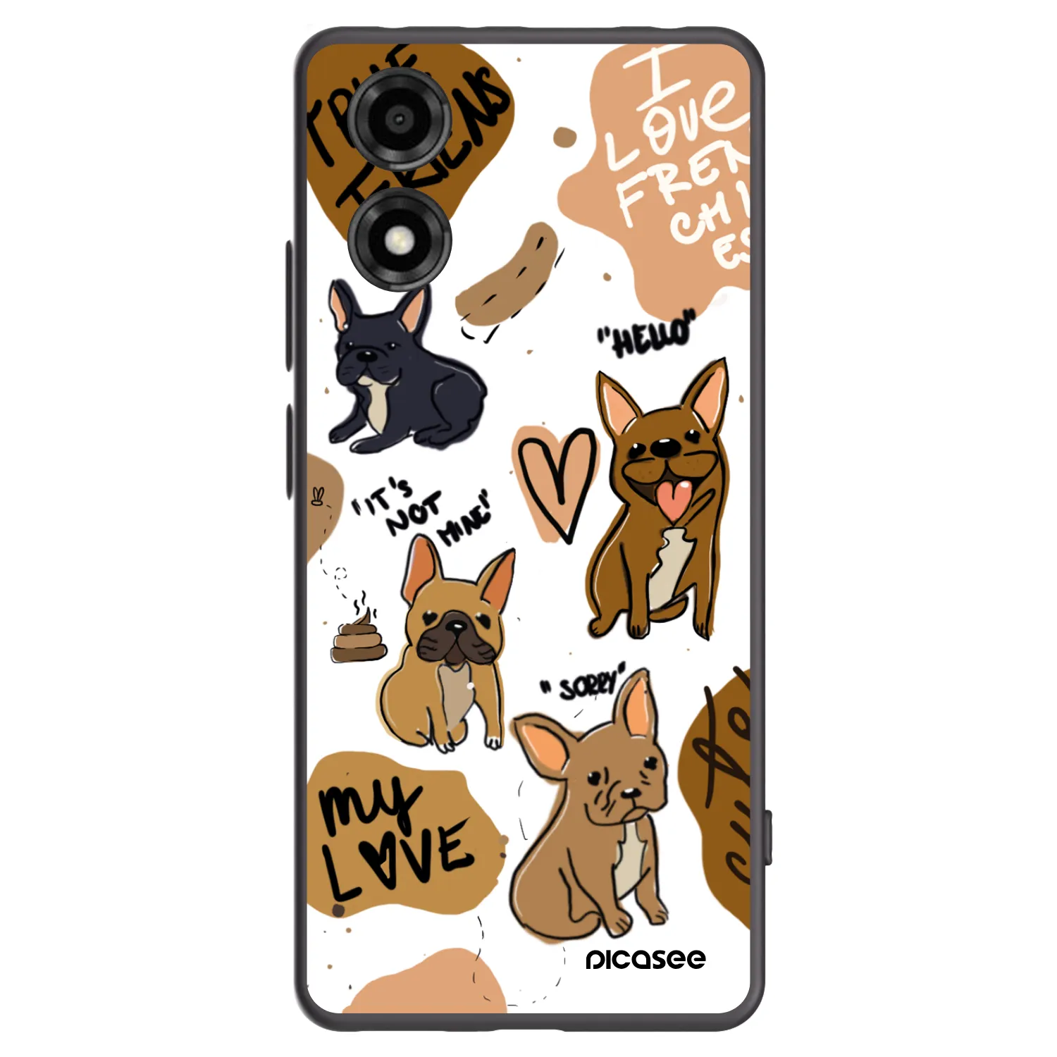 Picasee silikonowe czarne etui na Motorola Moto E14 - Frenchies