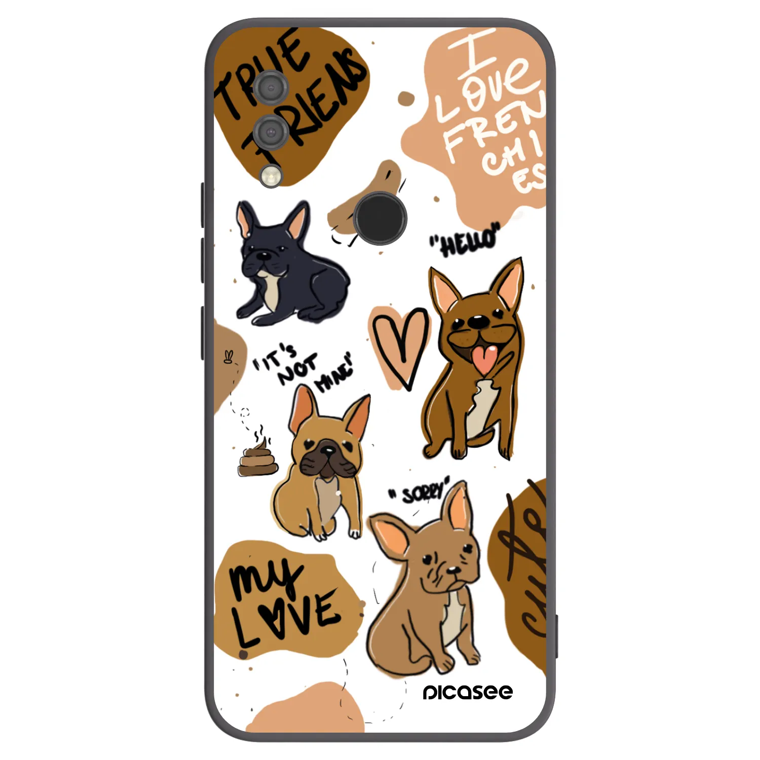 Picasee silikonowe czarne etui na Xiaomi Redmi 7 - Frenchies