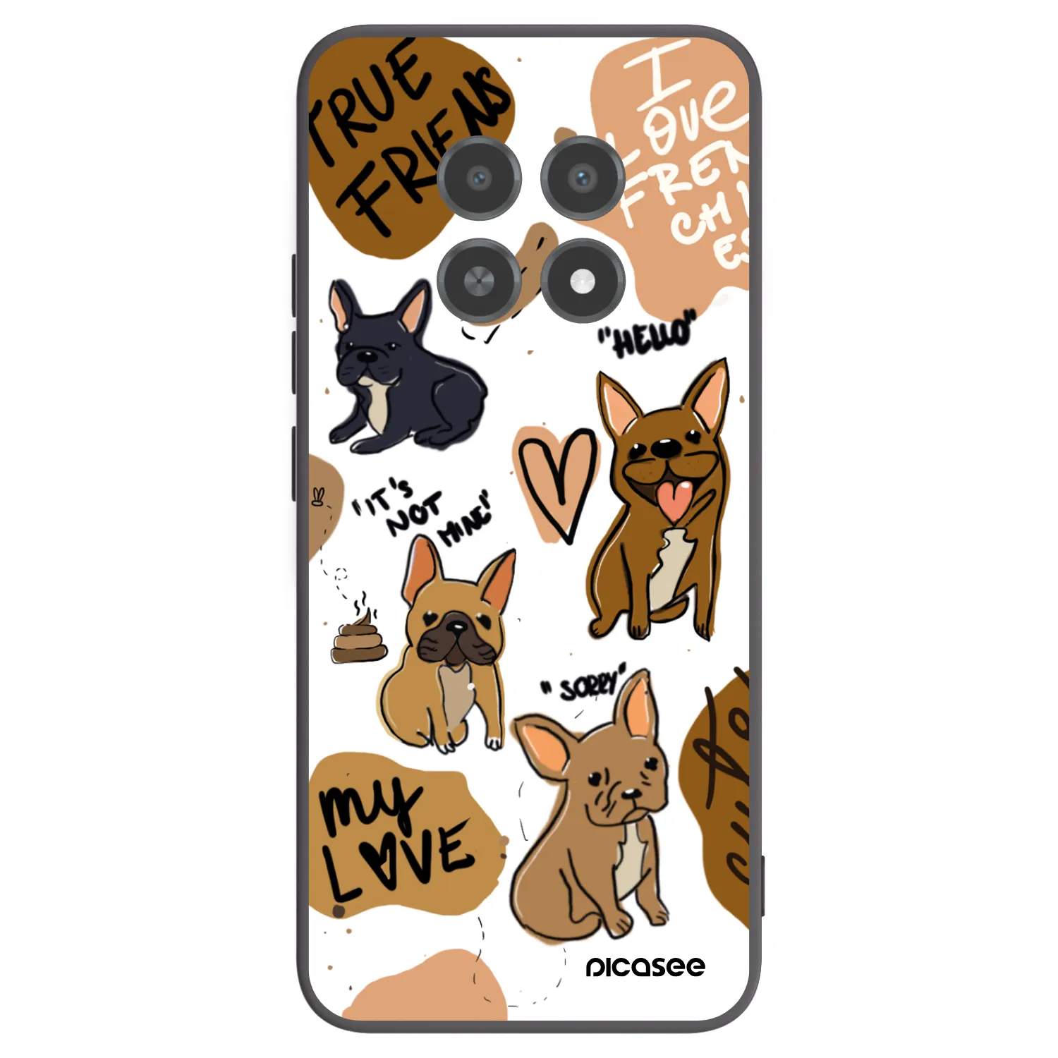 Picasee silikonowe czarne etui na Realme 12X - Frenchies