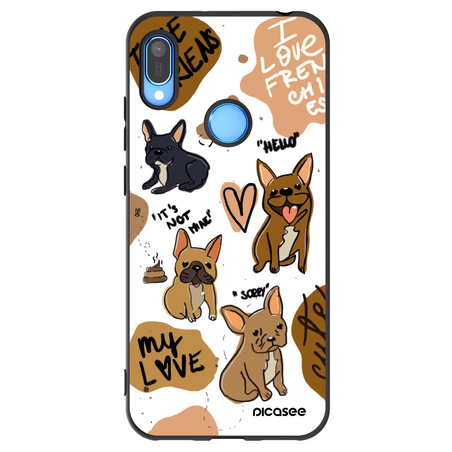 Picasee silikonowe czarne etui na Huawei Y6 2019 - Frenchies