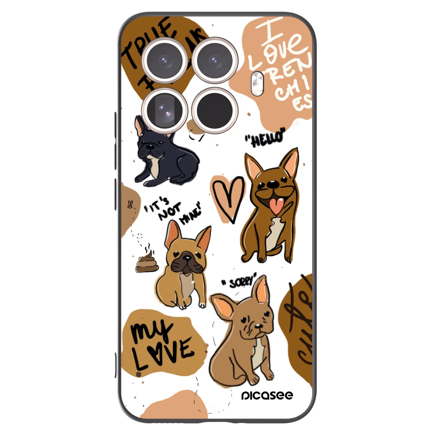 Picasee silikonowe czarne etui na Xiaomi 15T Pro - Frenchies