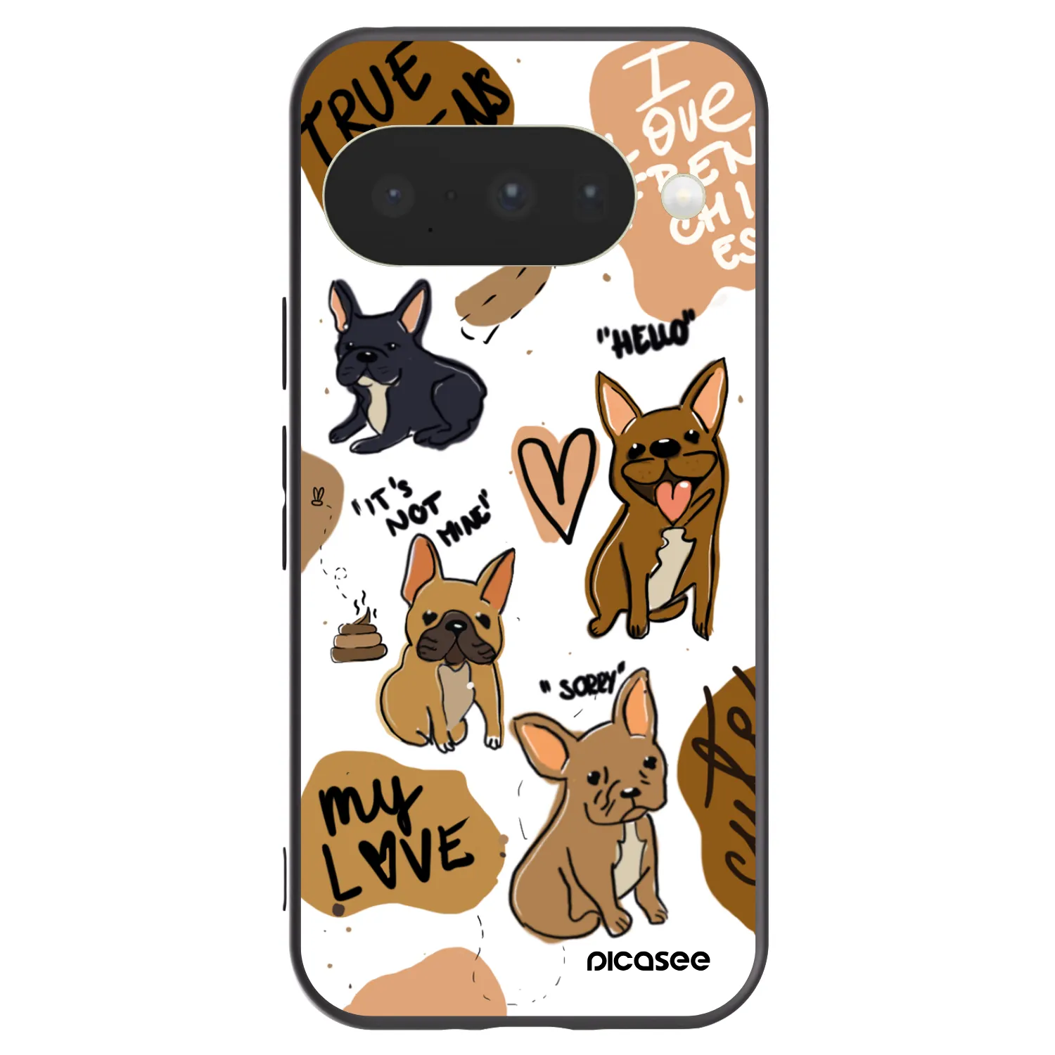 Picasee silikonowe czarne etui na Google Pixel 10 - Frenchies
