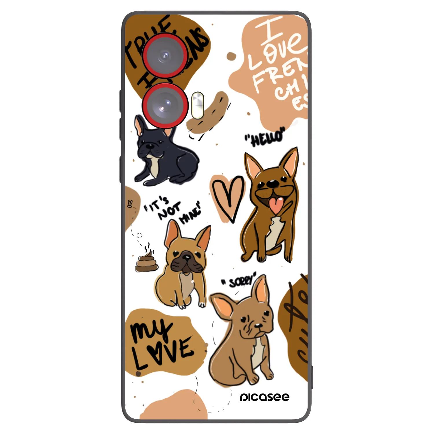 Picasee silikonowe czarne etui na Motorola Edge 50 Fusion - Frenchies