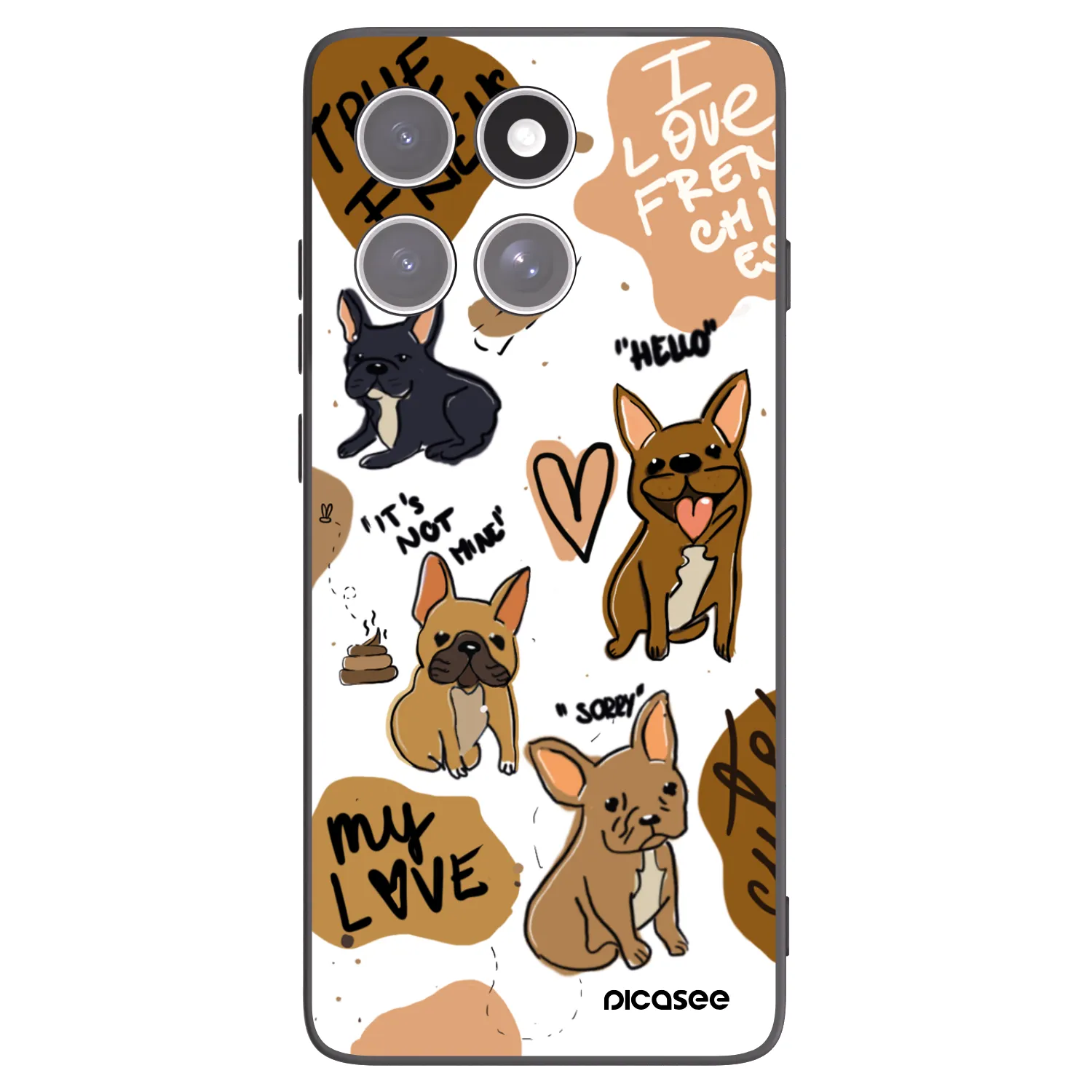Picasee silikonowe czarne etui na Motorola Edge 60 Fusion - Frenchies