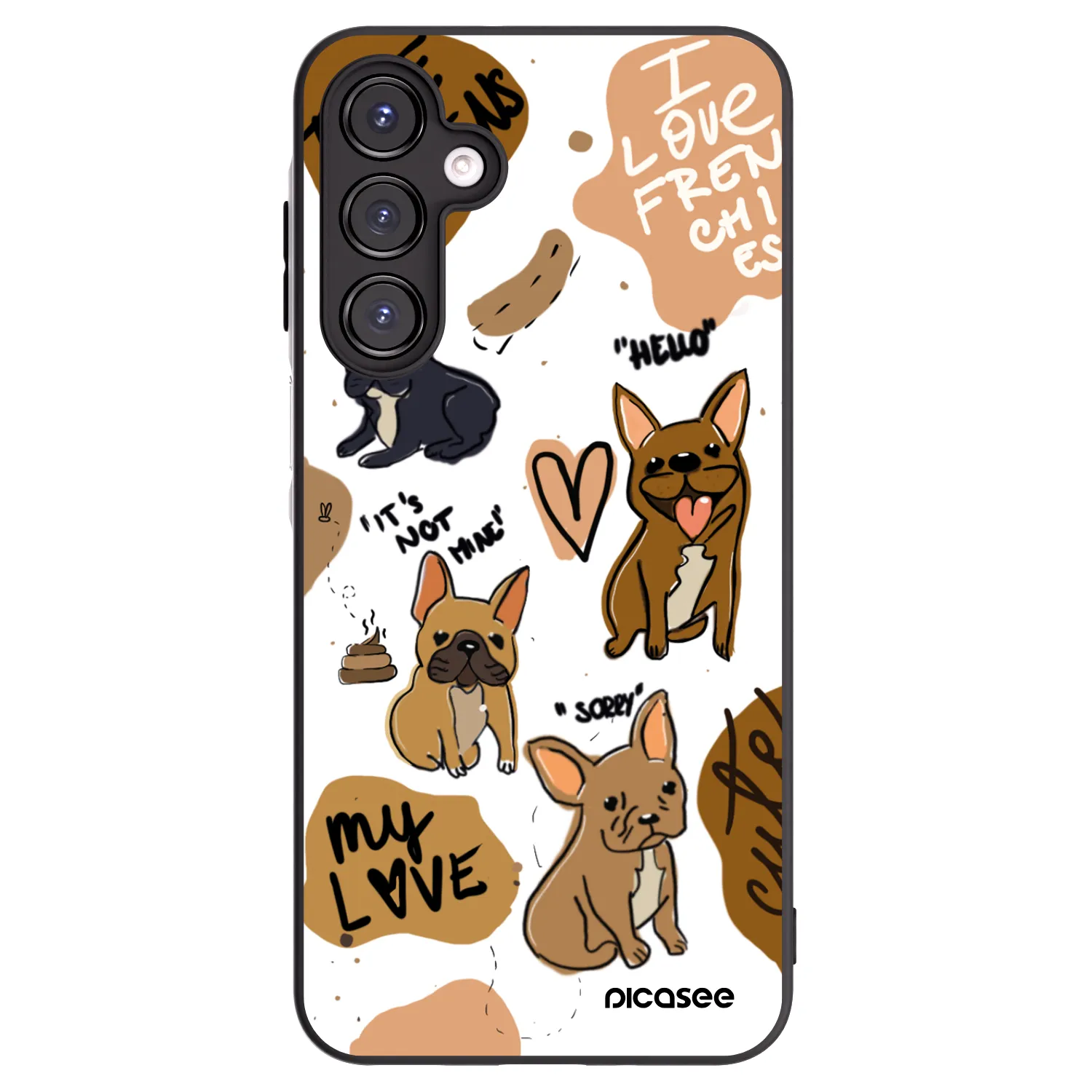 Picasee silikonowe czarne etui na Samsung Galaxy A16 4G - Frenchies