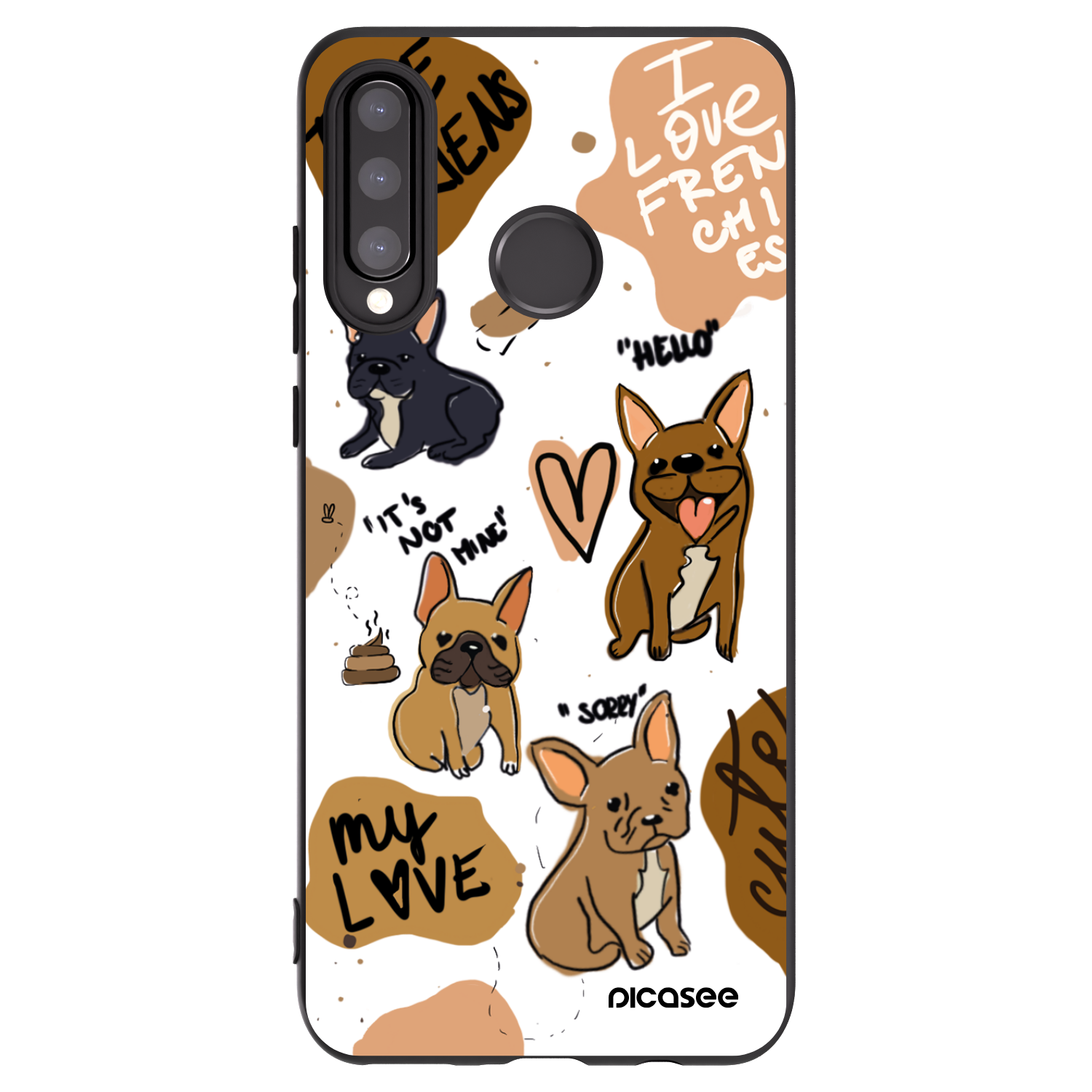 Picasee silikonowe czarne etui na Huawei P30 Lite - Frenchies
