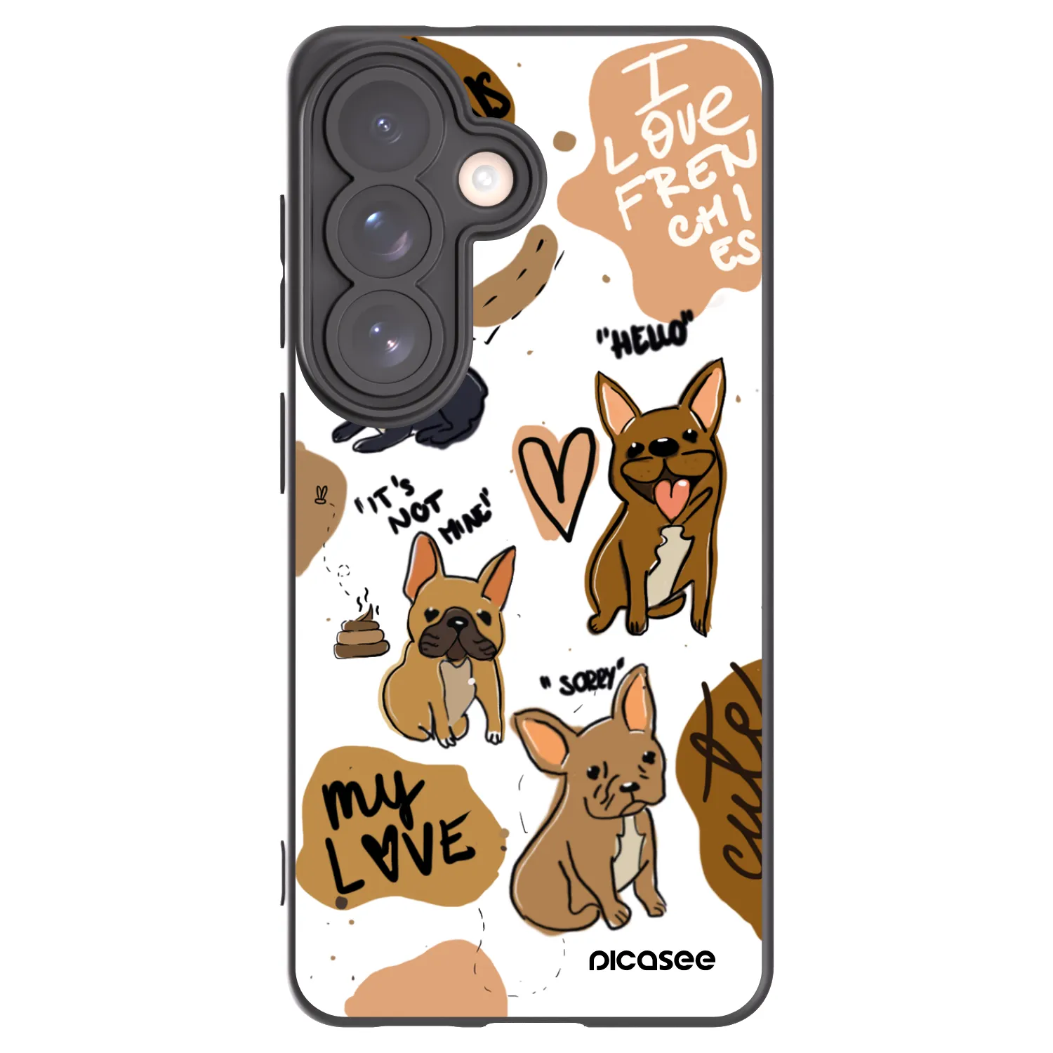 Picasee silikonowe czarne etui na Samsung Galaxy S26 - Frenchies