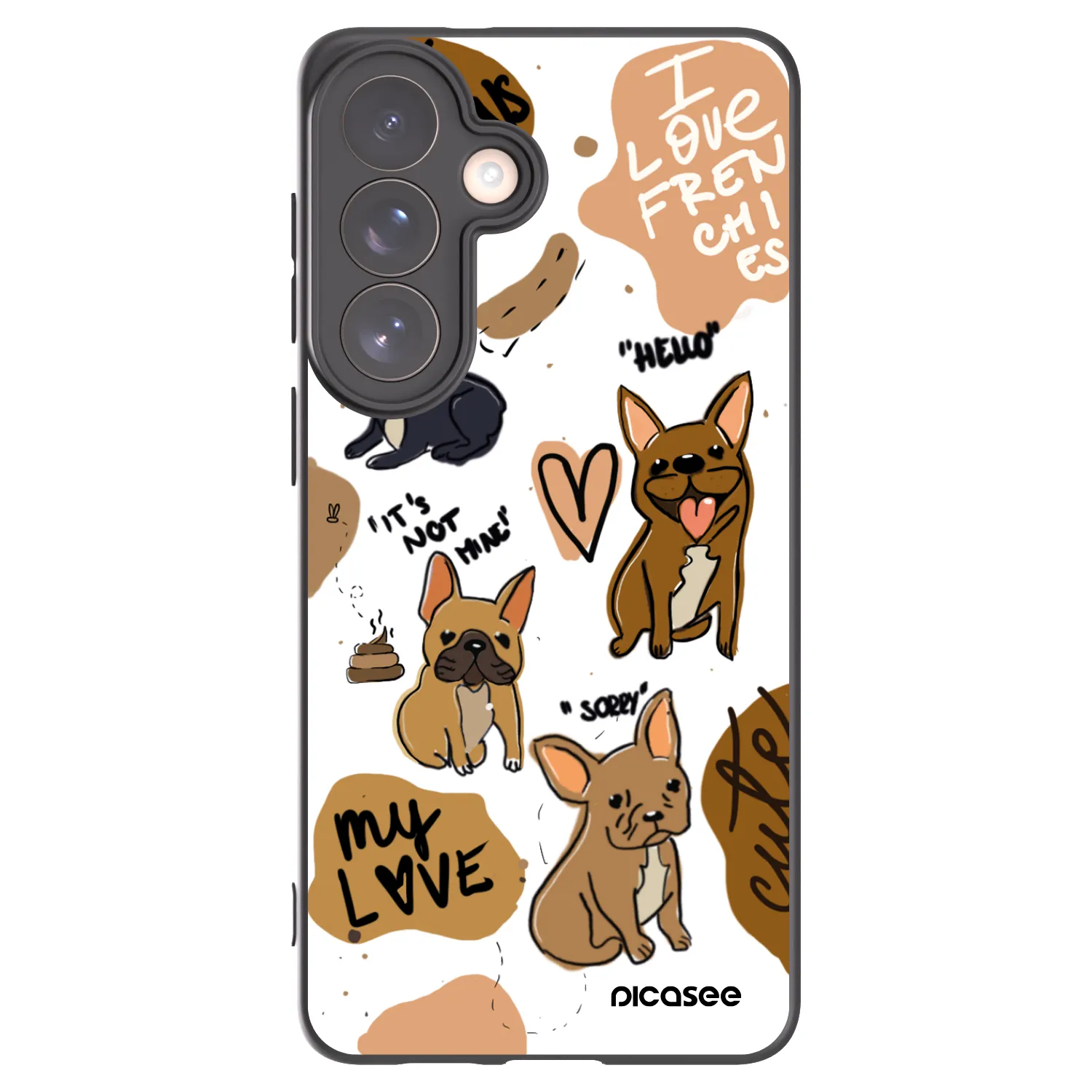 Picasee silikonowe czarne etui na Samsung Galaxy S26+ - Frenchies