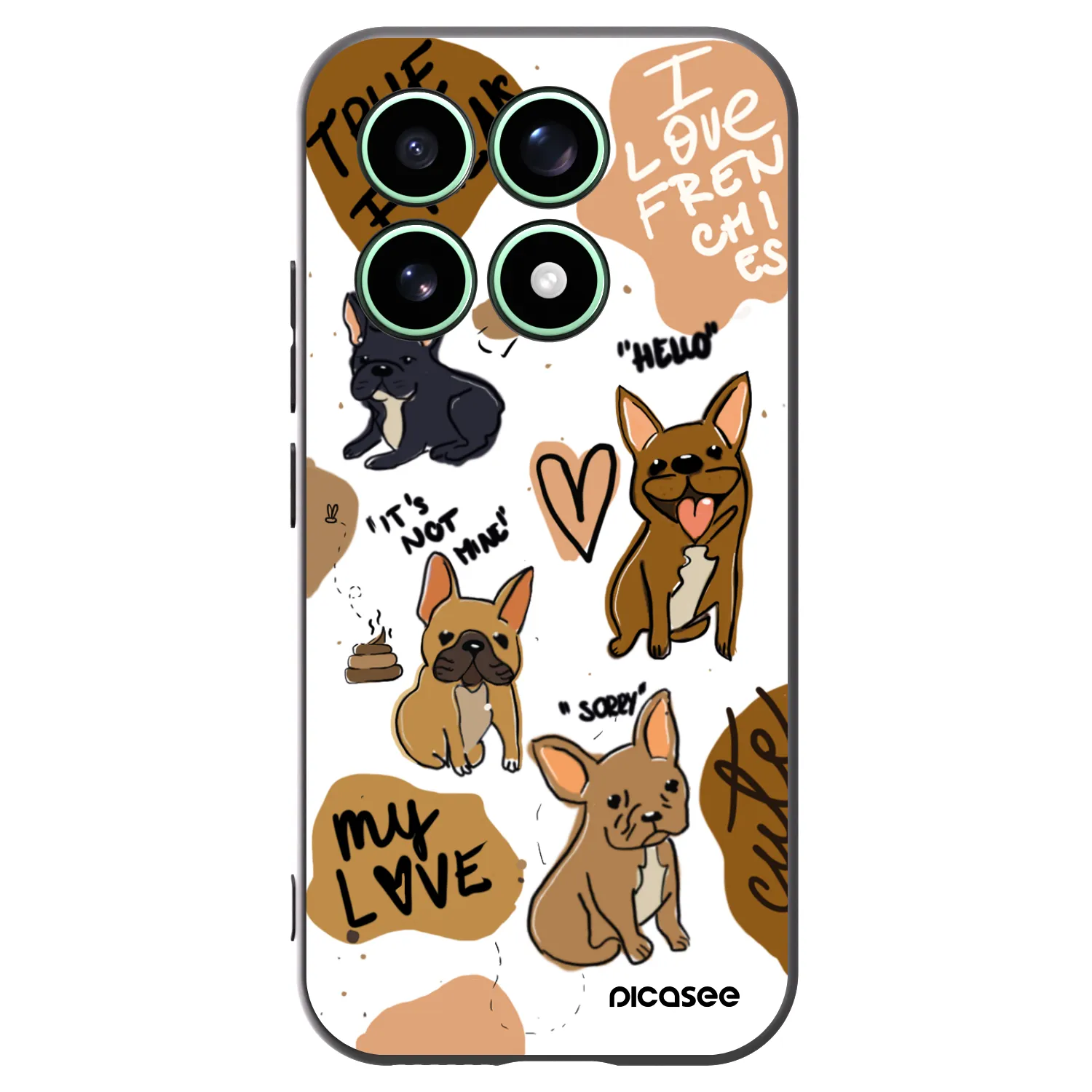 Picasee silikonowe czarne etui na Xiaomi 17 - Frenchies