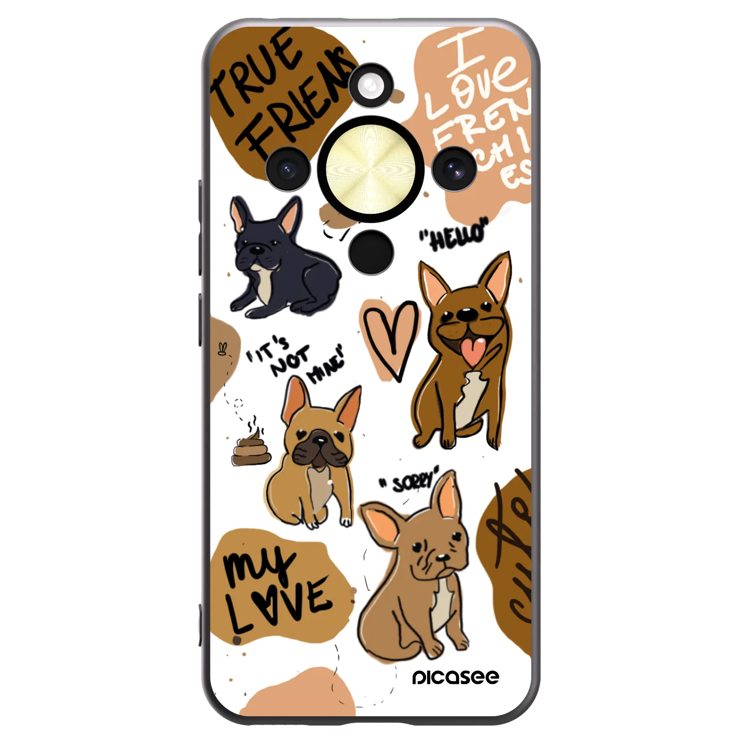 Picasee silikonowe czarne etui na Honor Magic8 Lite 5G - Frenchies