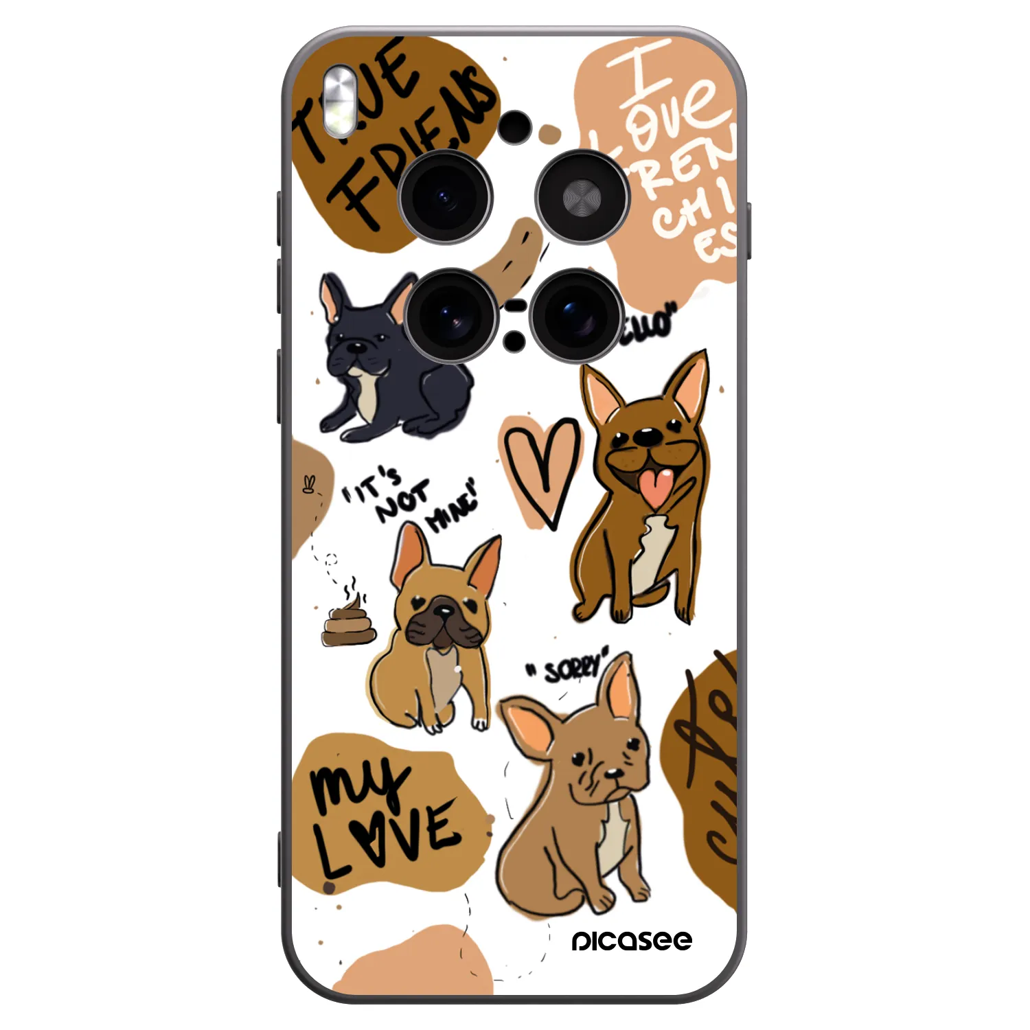 Picasee silikonowe czarne etui na Vivo X300 Pro - Frenchies