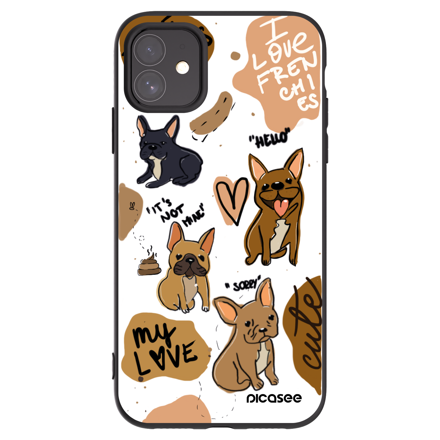 Picasee silikonowe czarne etui na Apple iPhone 11 - Frenchies