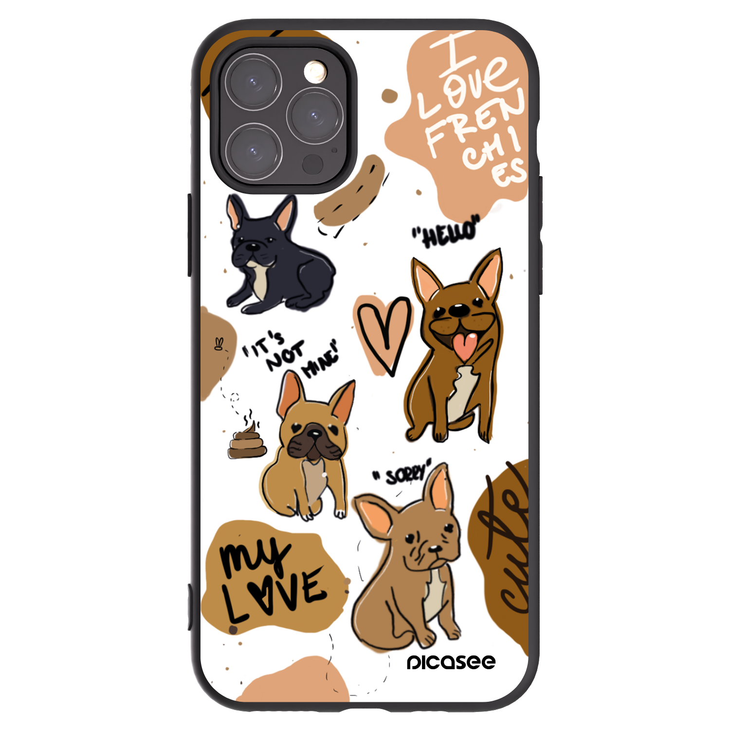 Picasee silikonowe czarne etui na Apple iPhone 11 Pro - Frenchies
