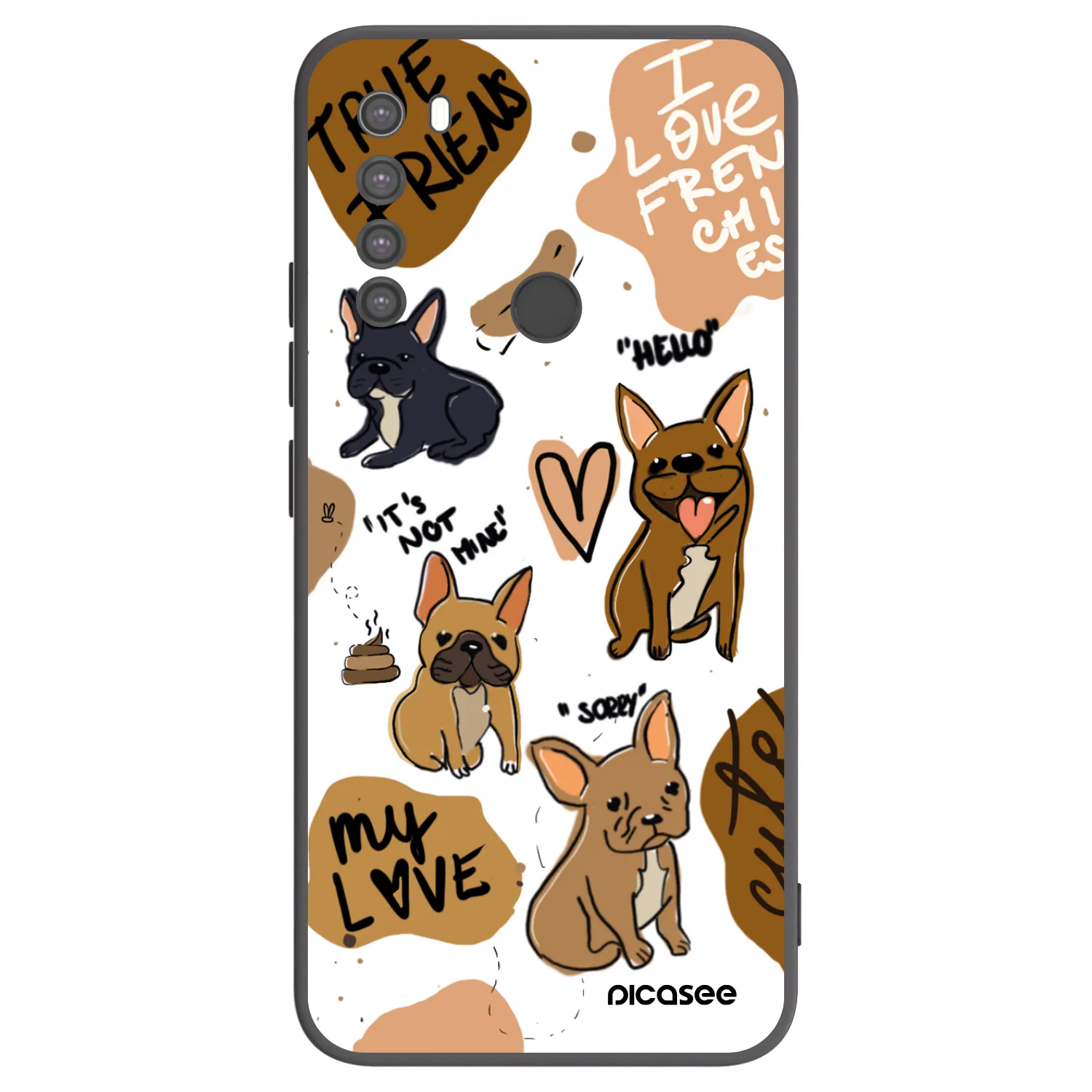 Picasee silikonowe czarne etui na Xiaomi Redmi Note 8 - Frenchies
