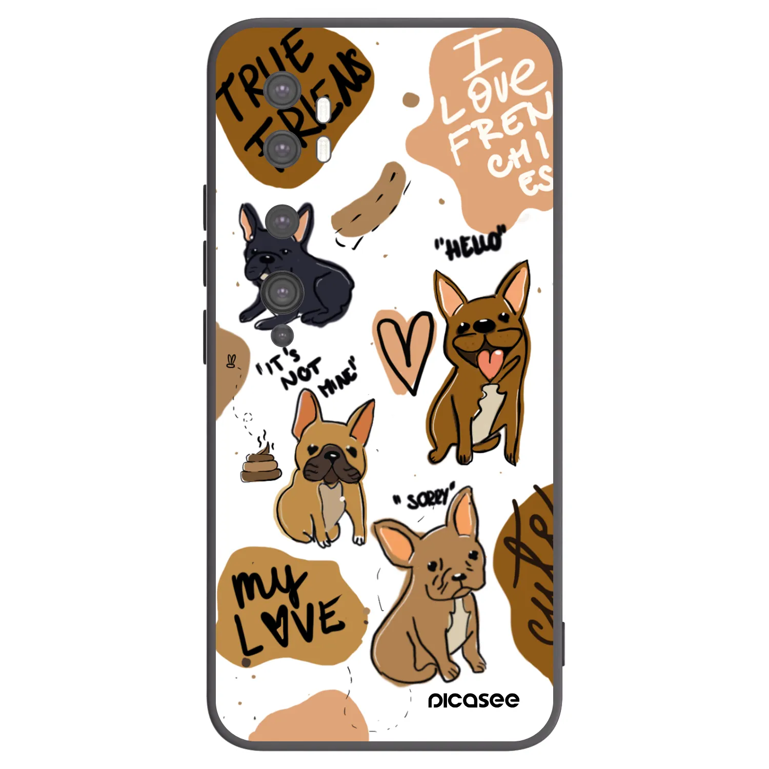 Picasee silikonowe czarne etui na Xiaomi Mi Note 10 (Pro) - Frenchies