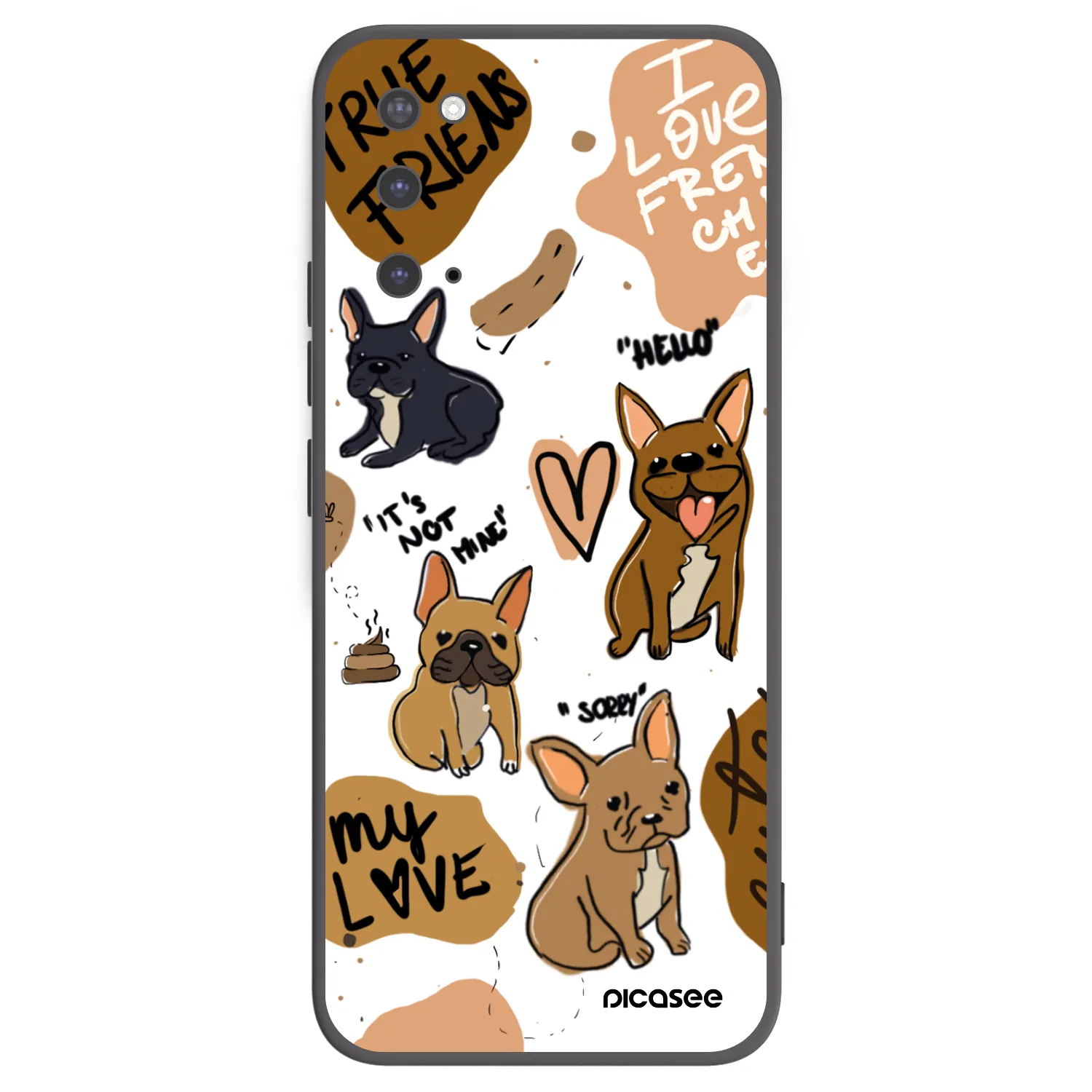 Picasee silikonowe czarne etui na Samsung Galaxy S20 G980F - Frenchies